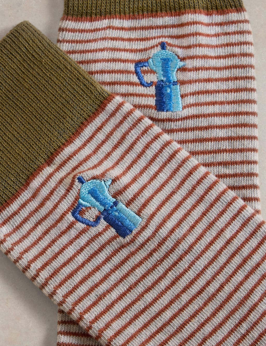 Striped Embroidered Cotton Rich Socks 2 of 2