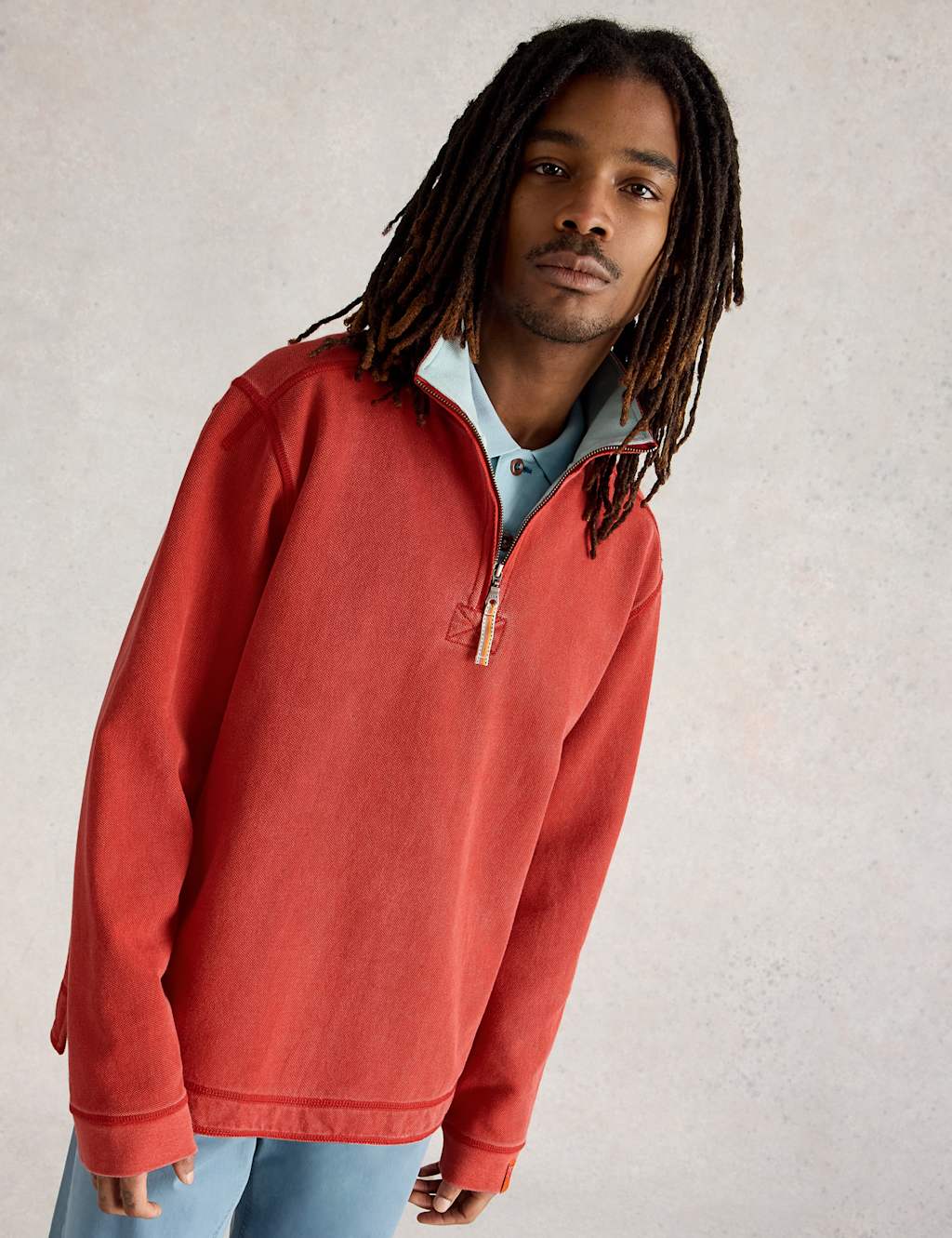 Pure Cotton Graphic Half Zip Sweatshirt 1 of 7