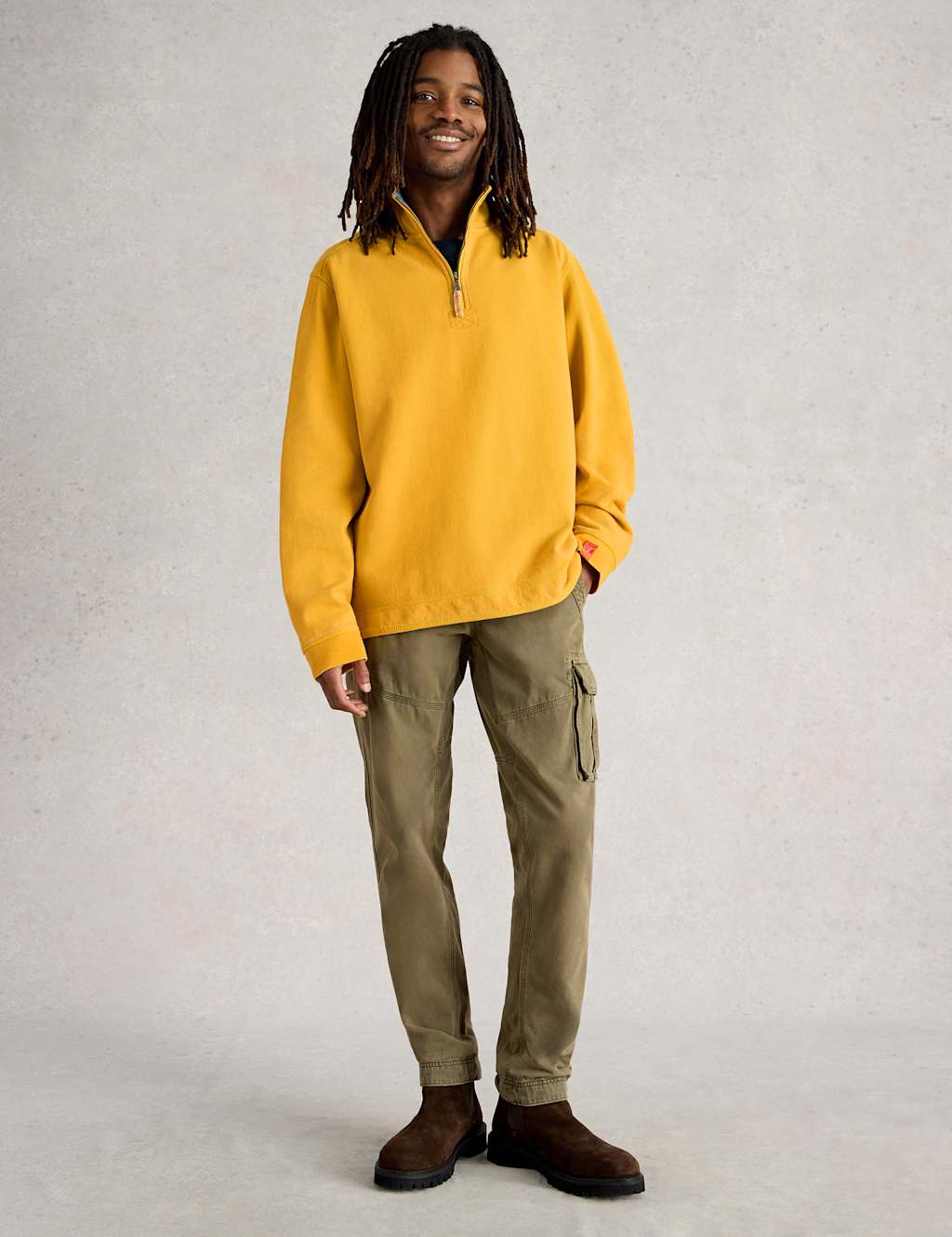 Pure Cotton Pique Half Zip Sweatshirt 3 of 7