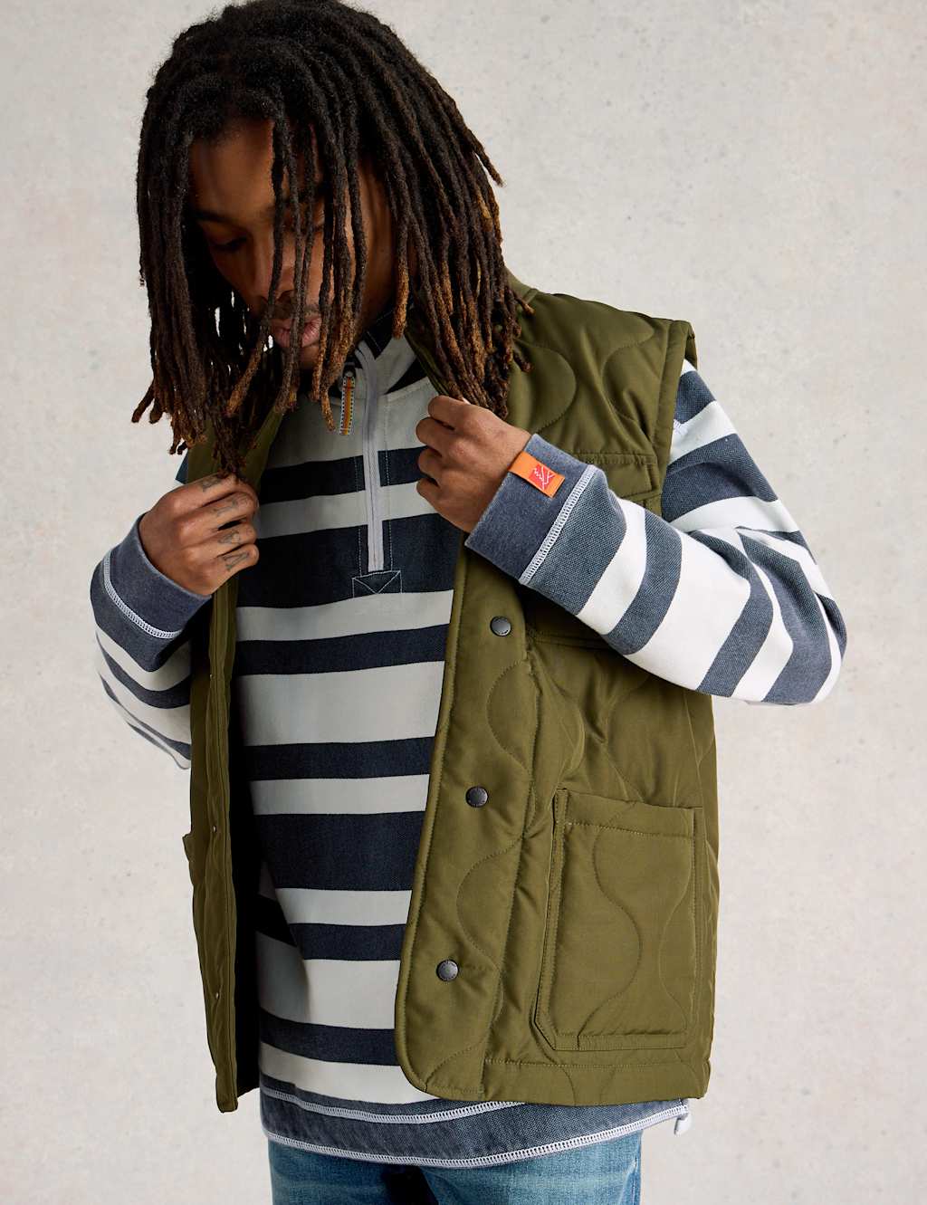 Pure Cotton Striped Half Zip Sweatshirt 1 of 7