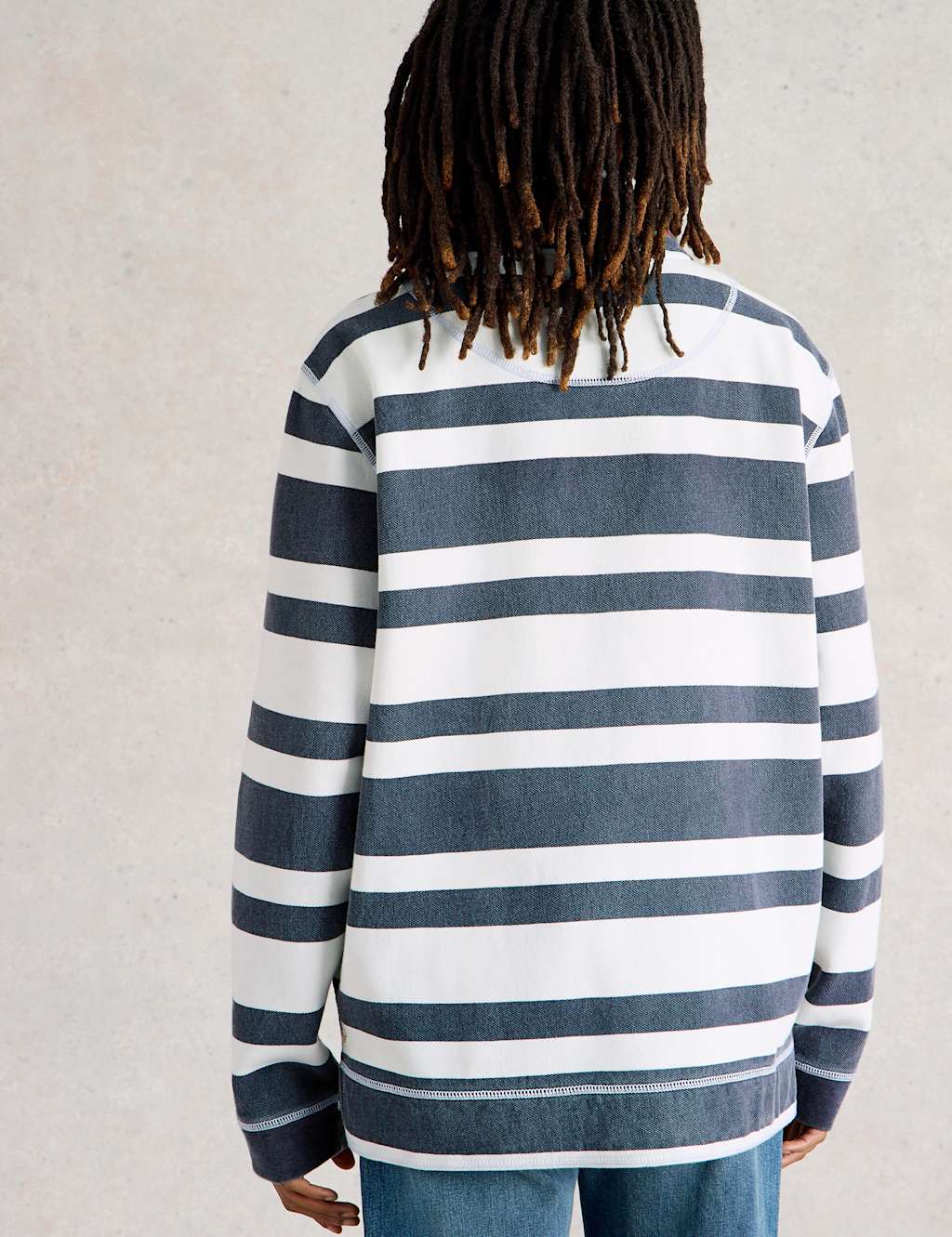Pure Cotton Striped Half Zip Sweatshirt 4 of 7