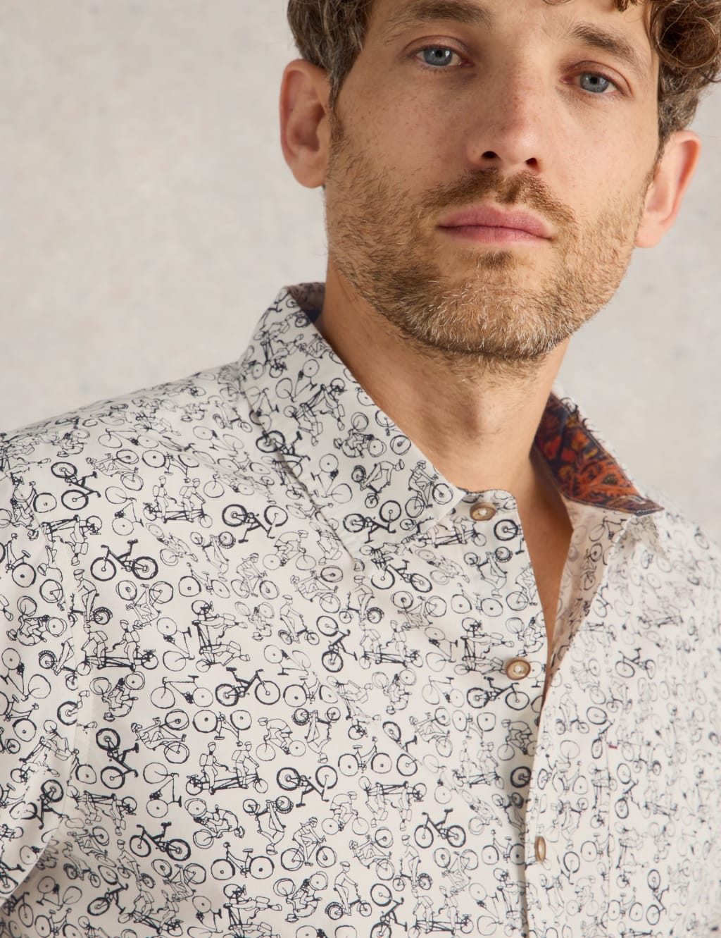 Pure Cotton Bike Print Shirt White Stuff M S