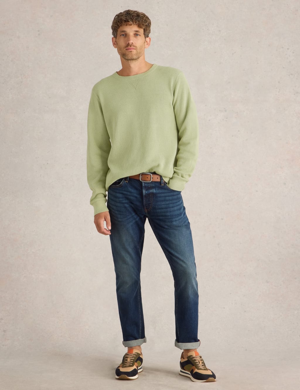 Pure Cotton Textured Crew Neck Jumper 3 of 6