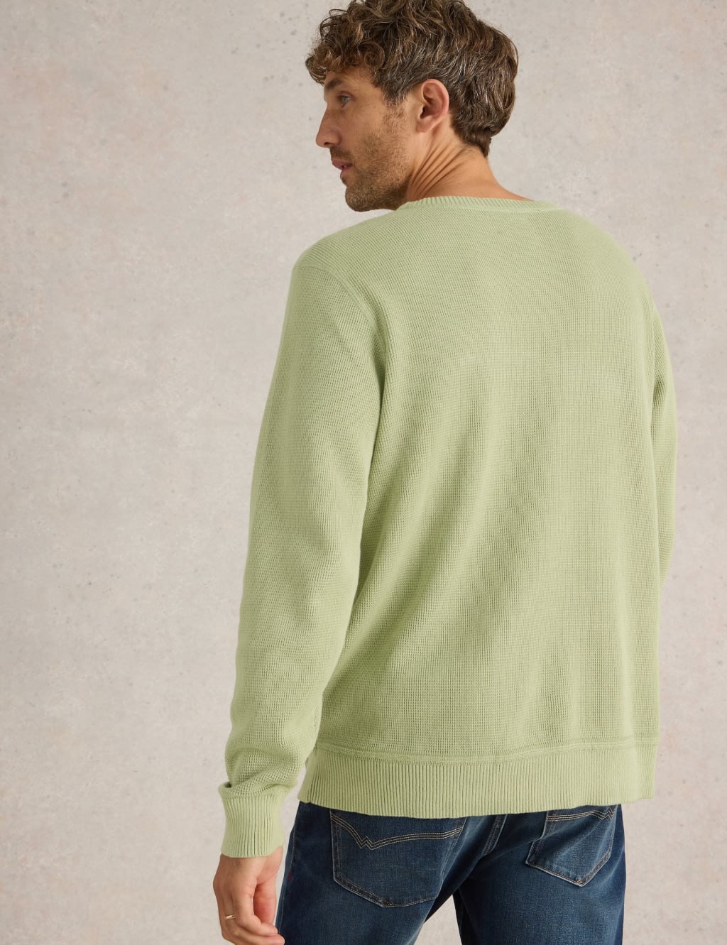 Pure Cotton Textured Crew Neck Jumper 4 of 6
