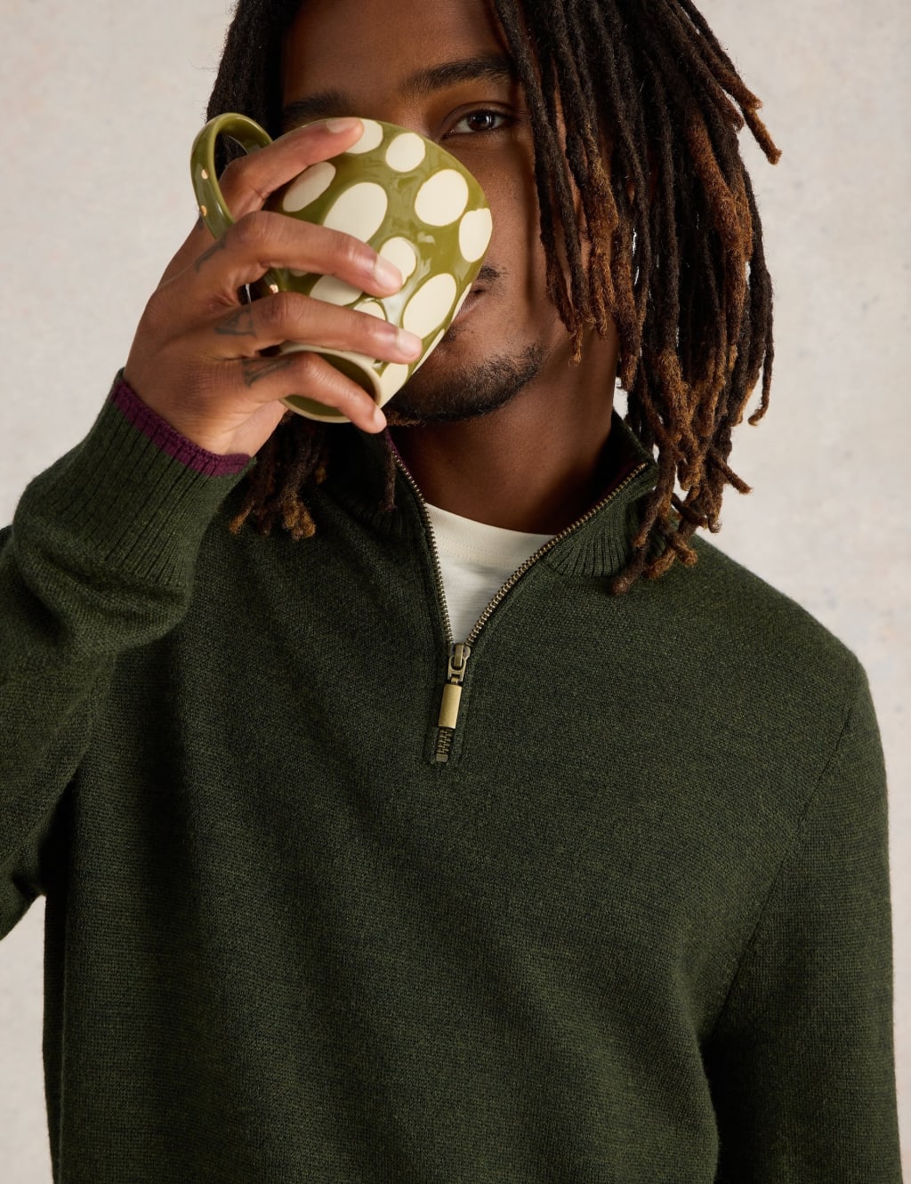 Pure Merino Wool Funnel Neck Half Zip Jumper 4 of 6