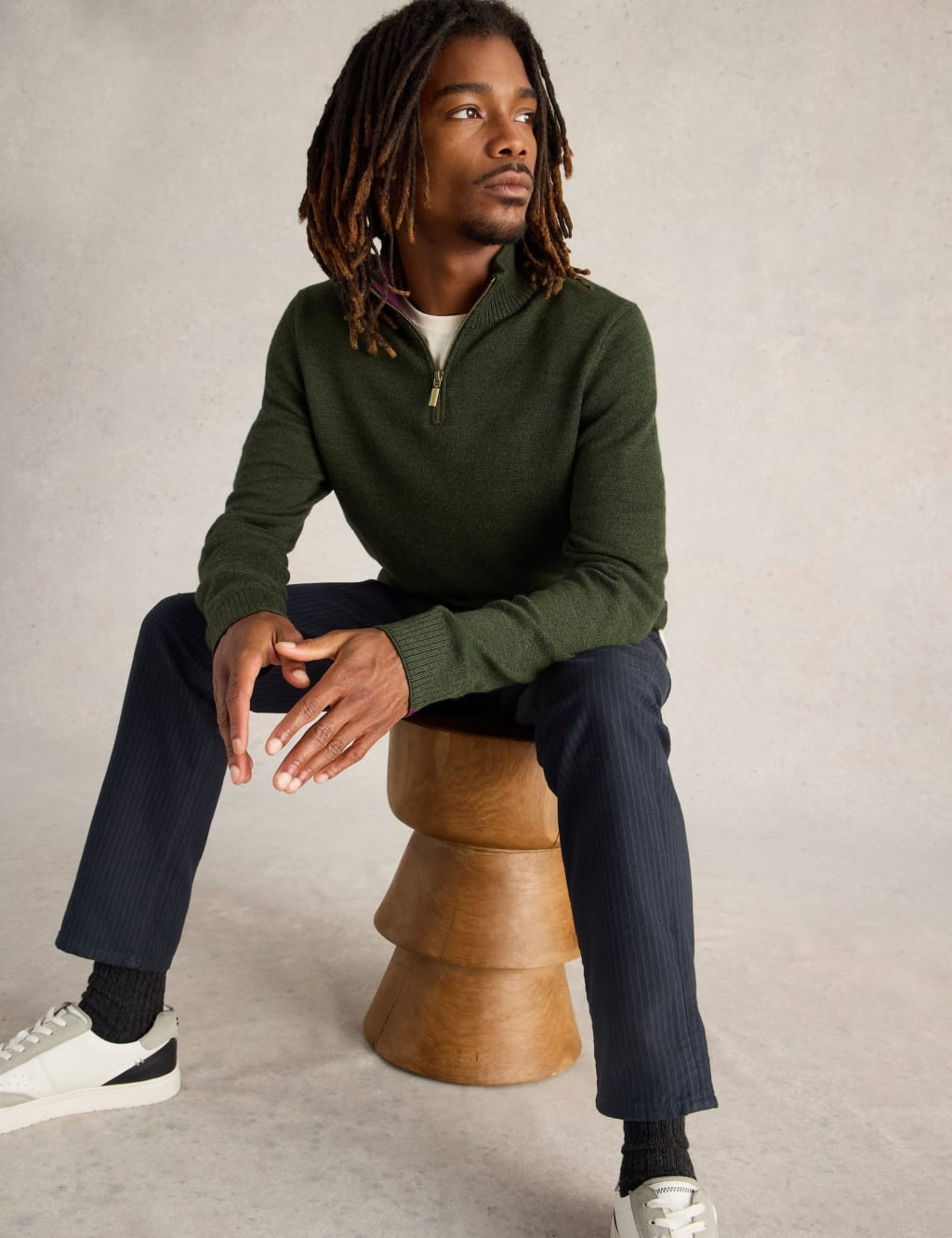 Pure Merino Wool Funnel Neck Half Zip Jumper 5 of 6