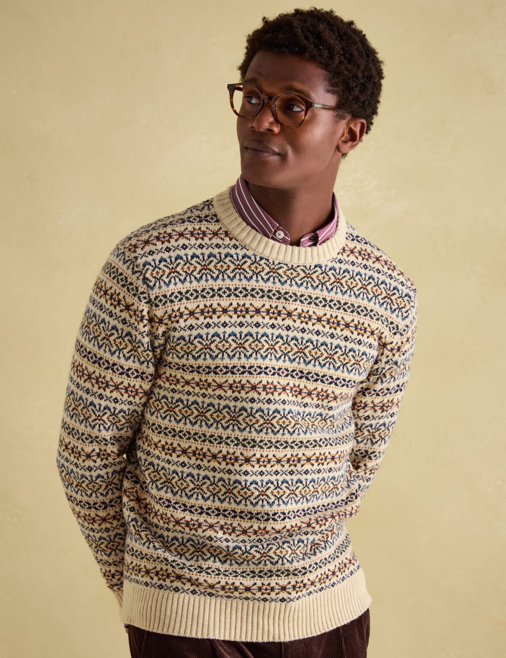 Pure Cotton Fair Isle Crew Neck Jumper 1 of 7