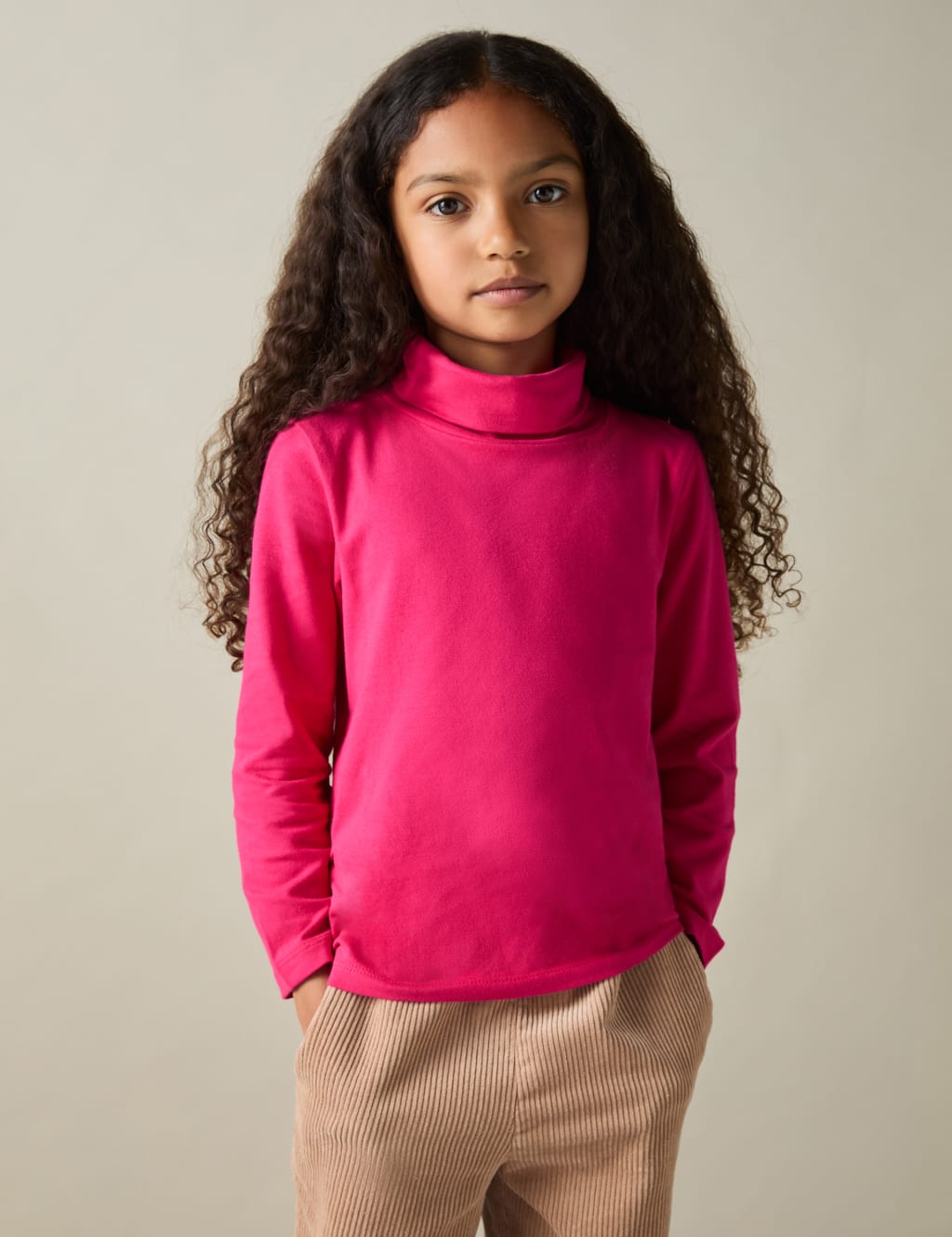 Cotton Rich Roll Neck Top (4-14 Yrs) 1 of 4