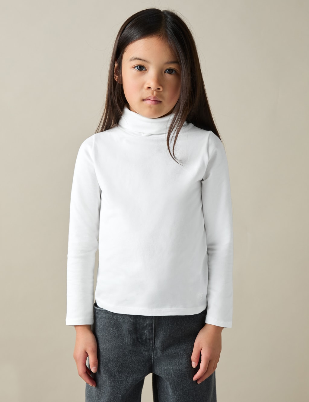 Cotton Rich Roll Neck Top (4-14 Yrs) 1 of 4