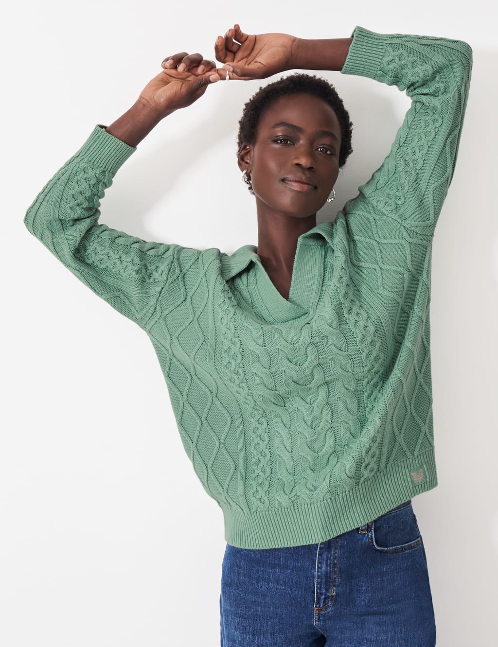 Cotton Rich Striped Collared Jumper 1 of 5