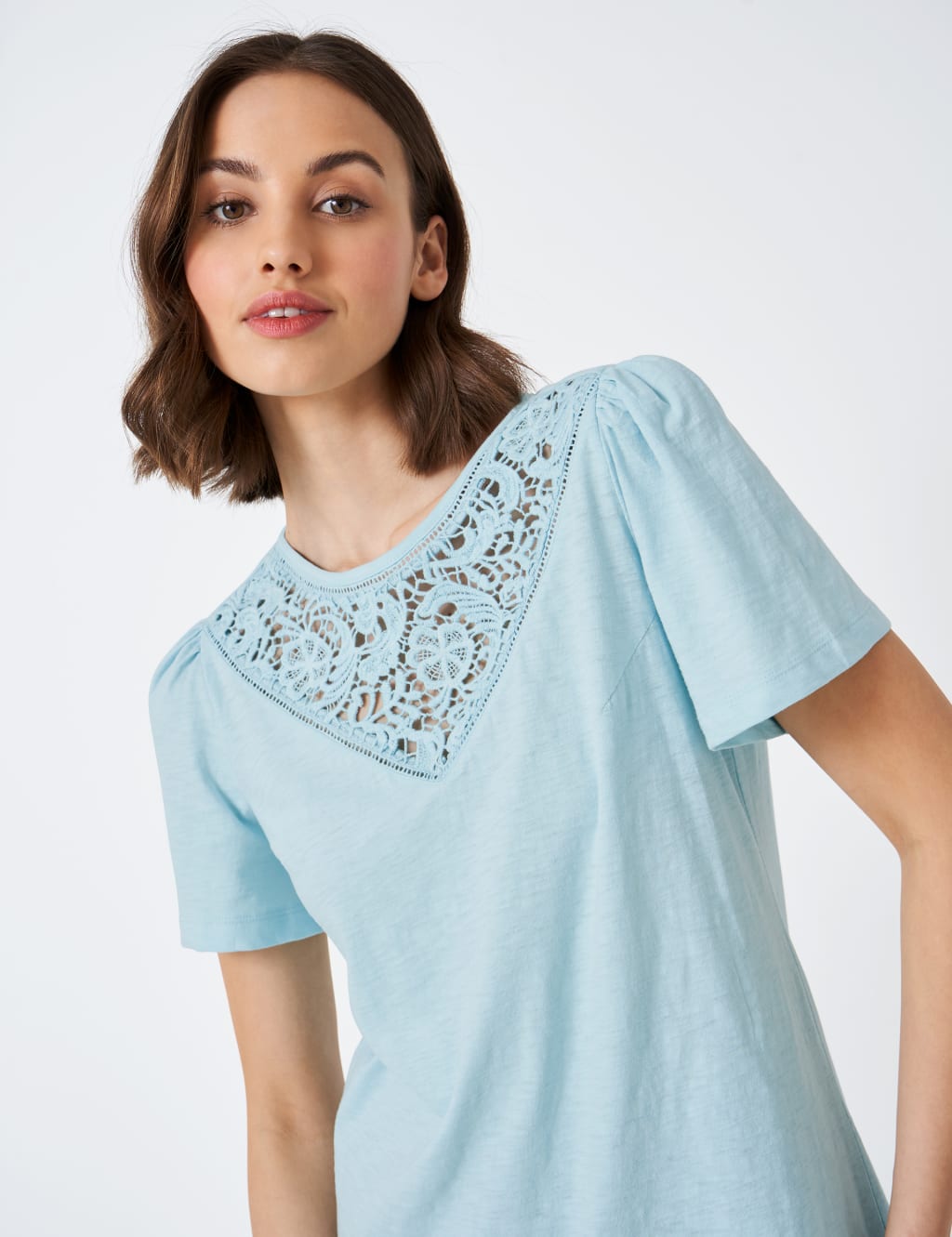 Pure Cotton Embroidered Angel Sleeve Top 1 of 5