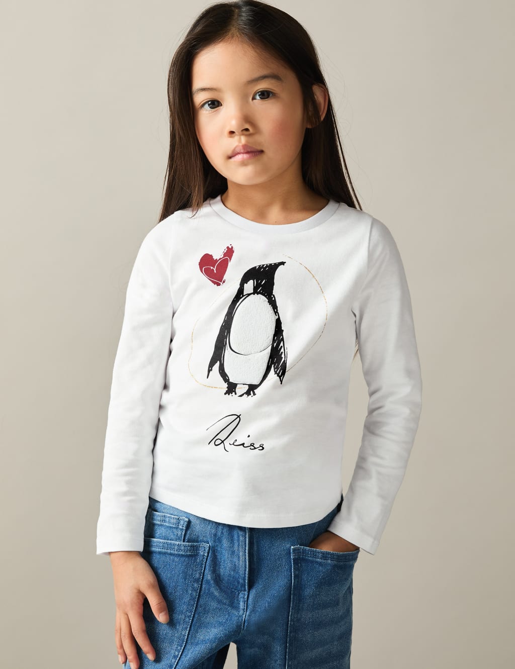 Pure Cotton Penguin Graphic Top (4-14 Yrs) 3 of 4