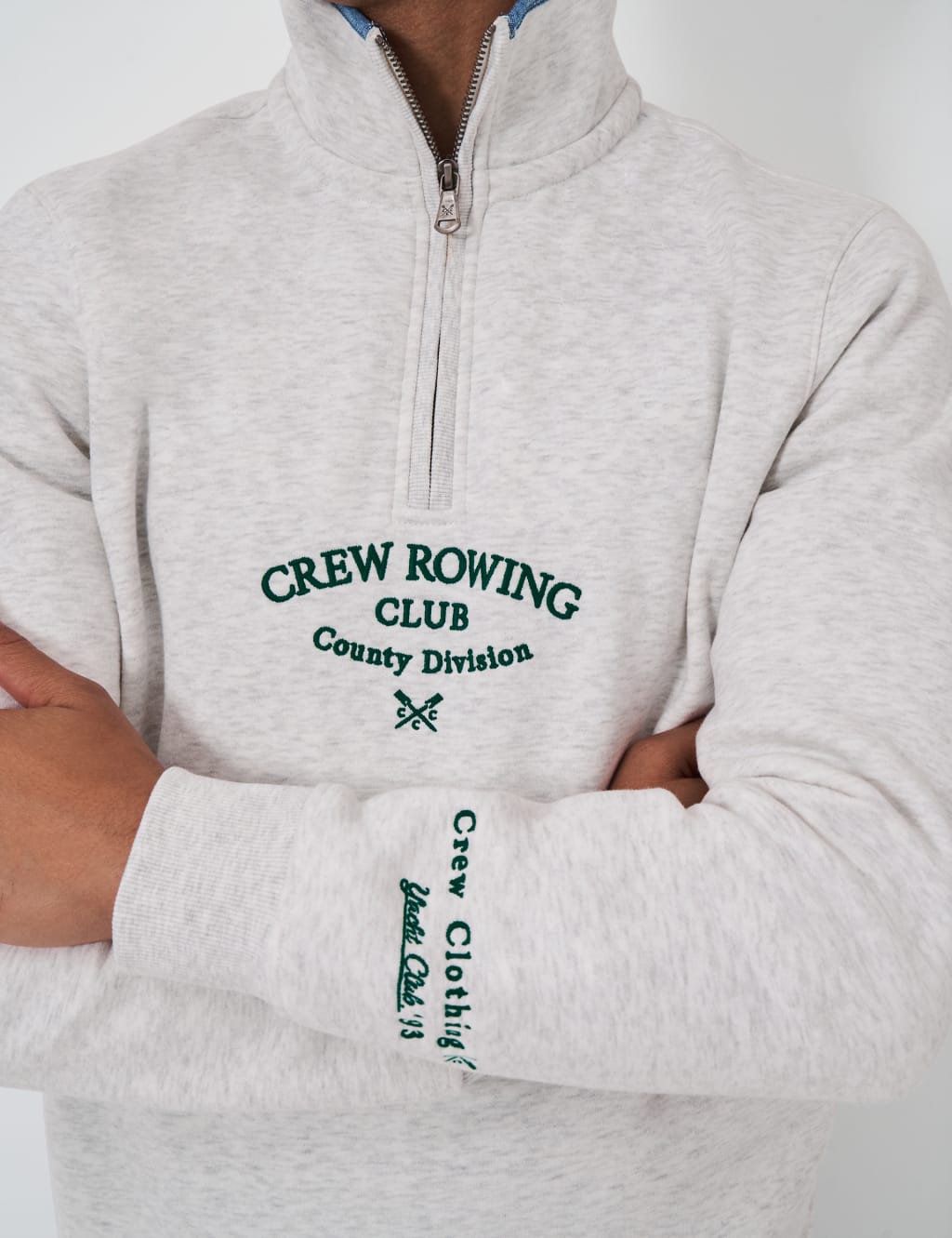 Cotton Rich Embroidered Half Zip Sweatshirt 3 of 5