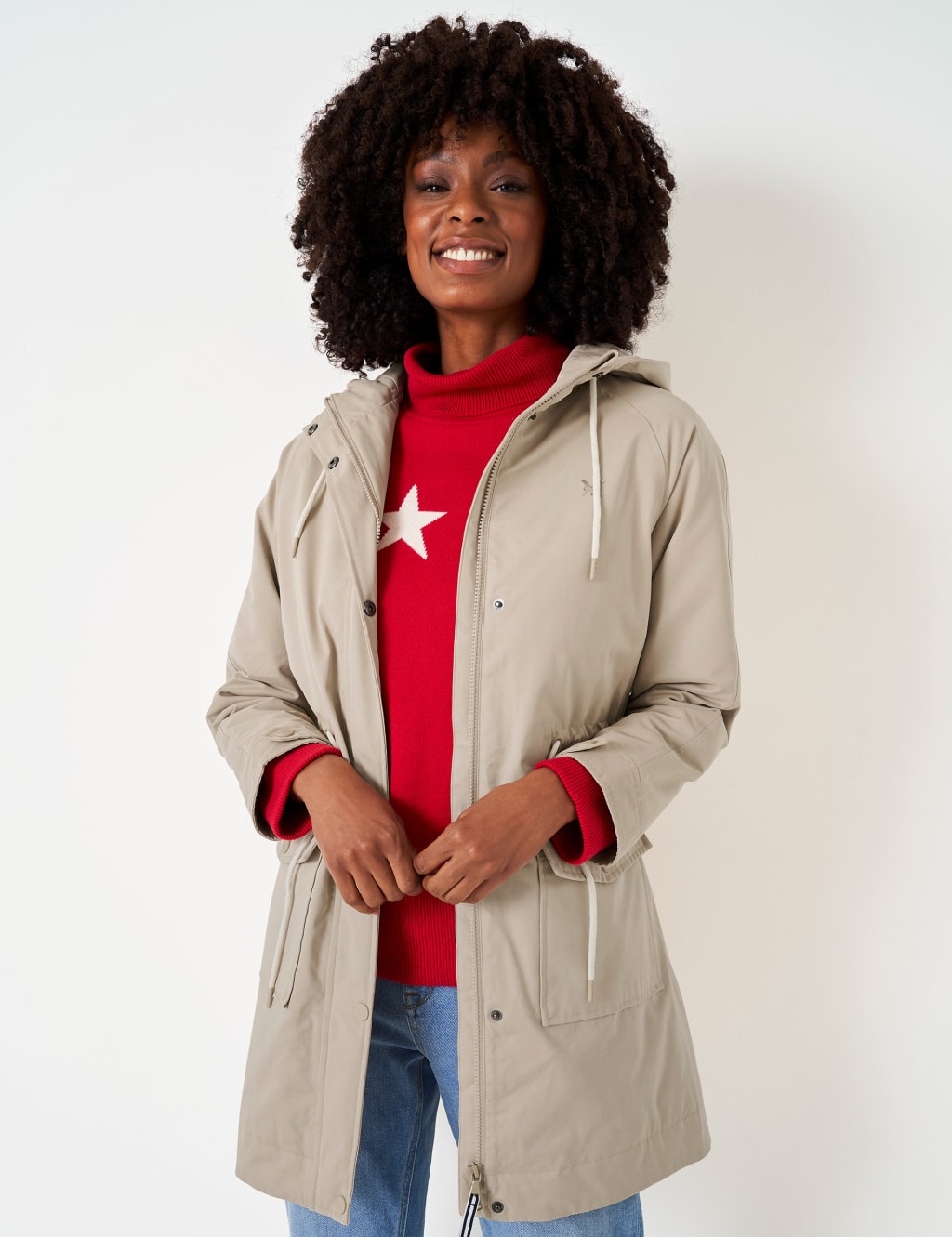 Cotton Blend Waterproof Hooded Parka Coat Crew Clothing M S
