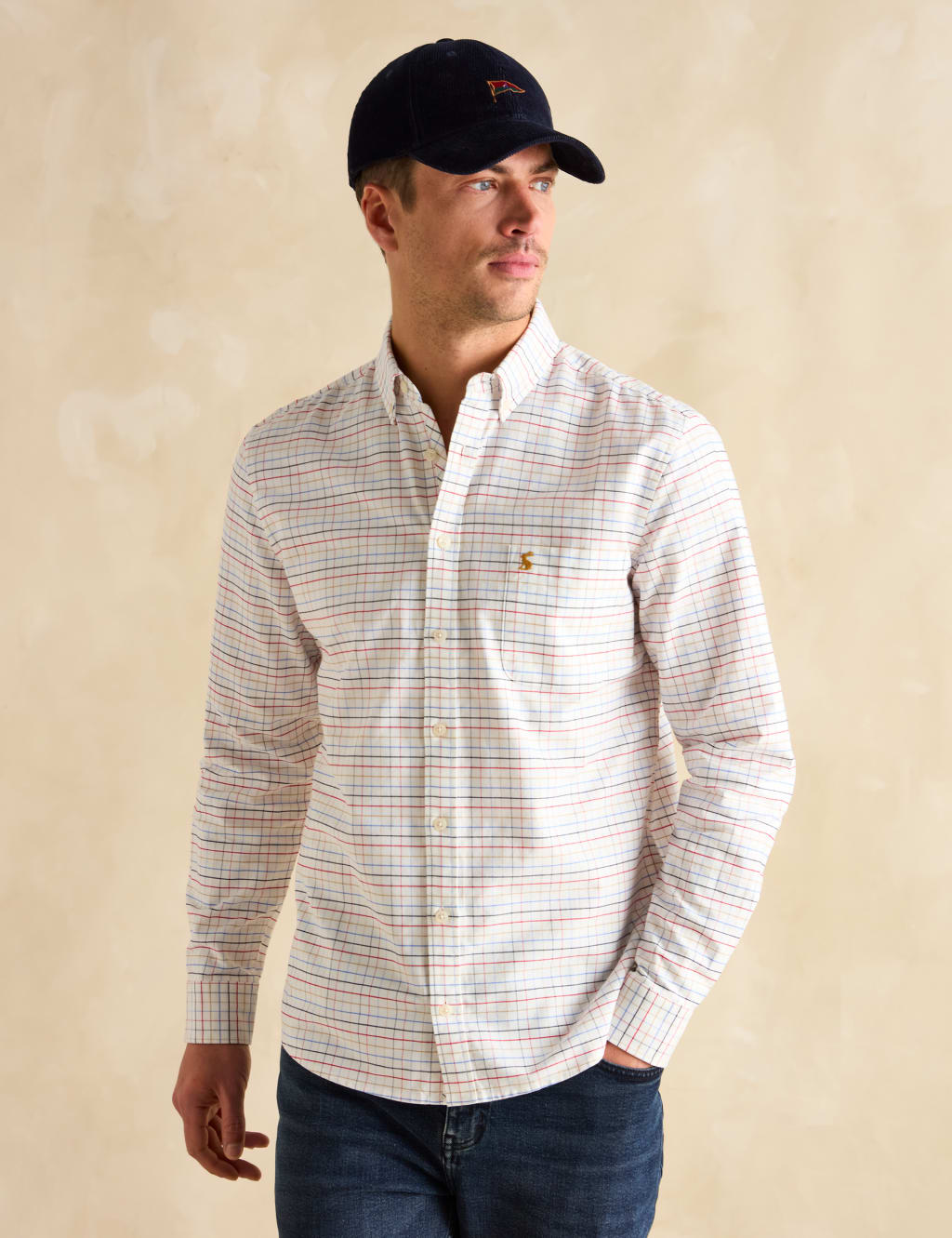 Pure Cotton Checked Oxford Shirt 1 of 7