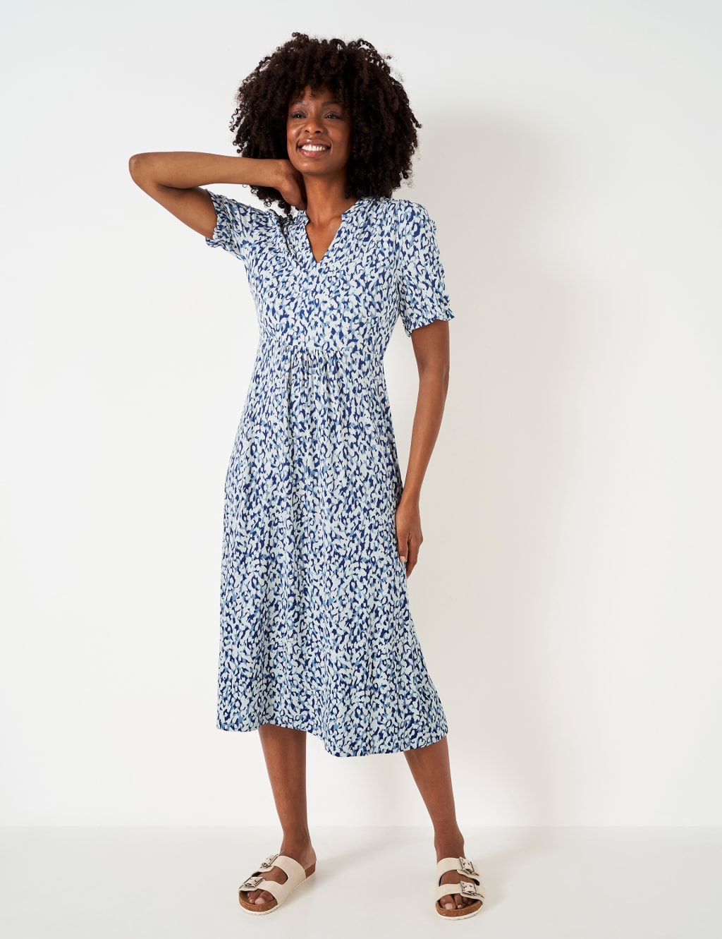 Jersey Floral V Neck Midi Tea Dress Crew Clothing M S