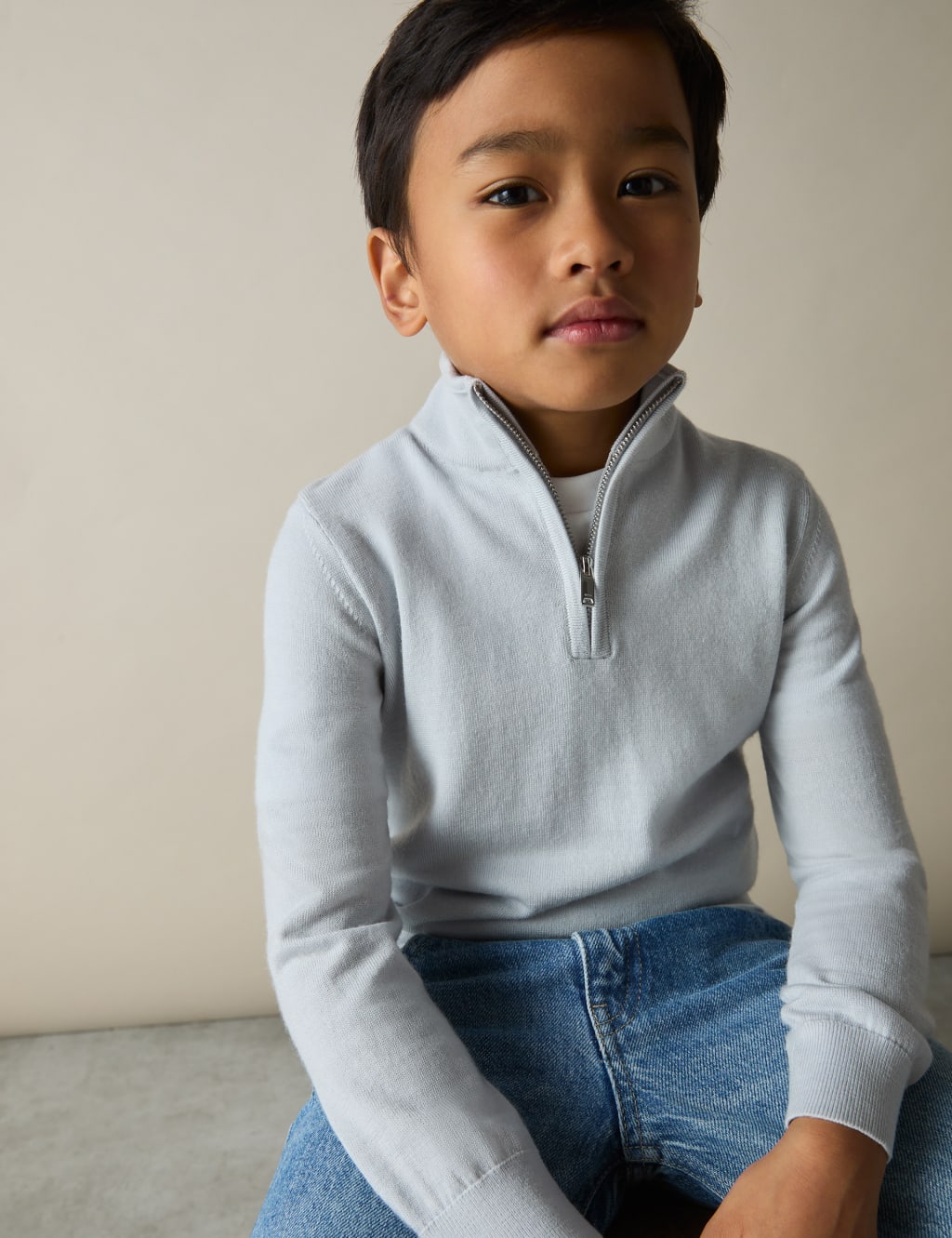 Pure Wool Knitted Half Zip Jumper (3-14 Yrs) 3 of 4