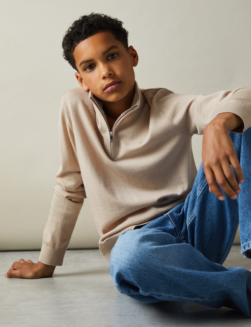 Pure Wool Knitted Half Zip Jumper (3-14 Yrs) 3 of 4
