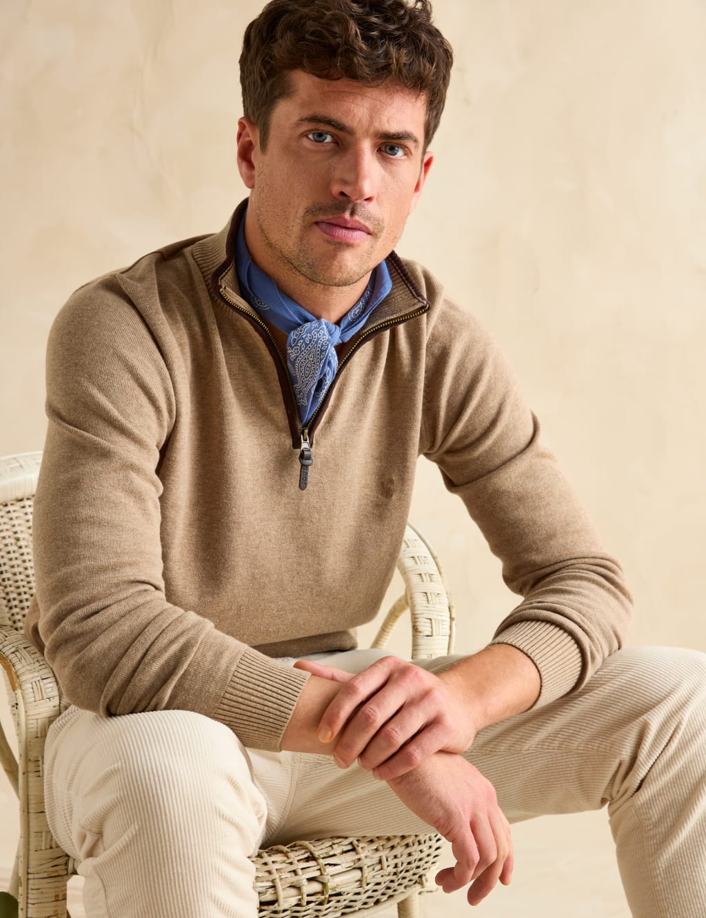 Pure Cotton Funnel Neck Half Zip Jumper 4 of 7