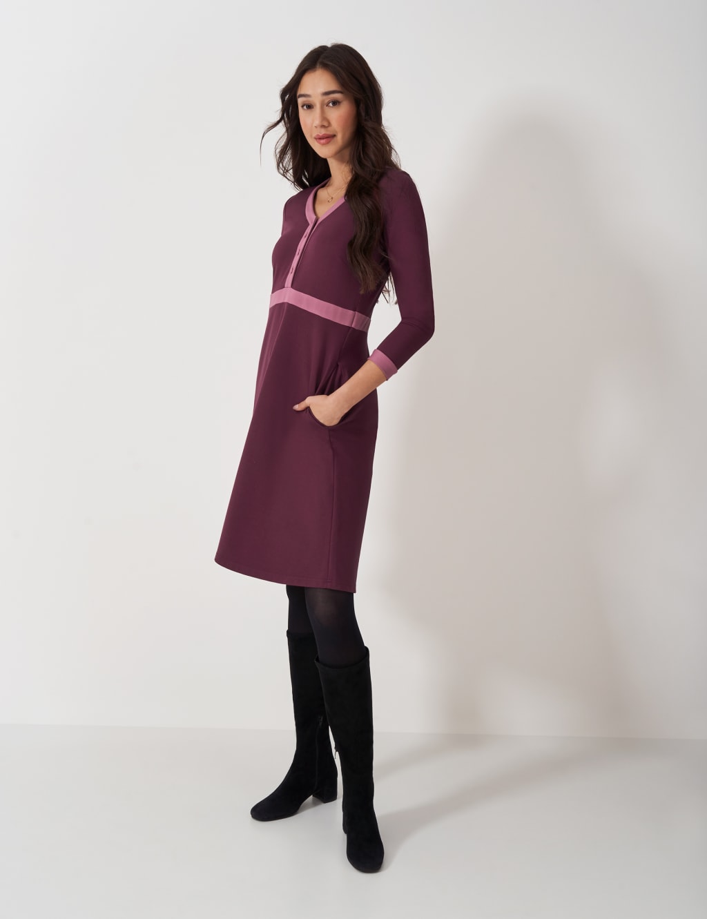 Jersey V-Neck Knee Length Skater Dress 4 of 6