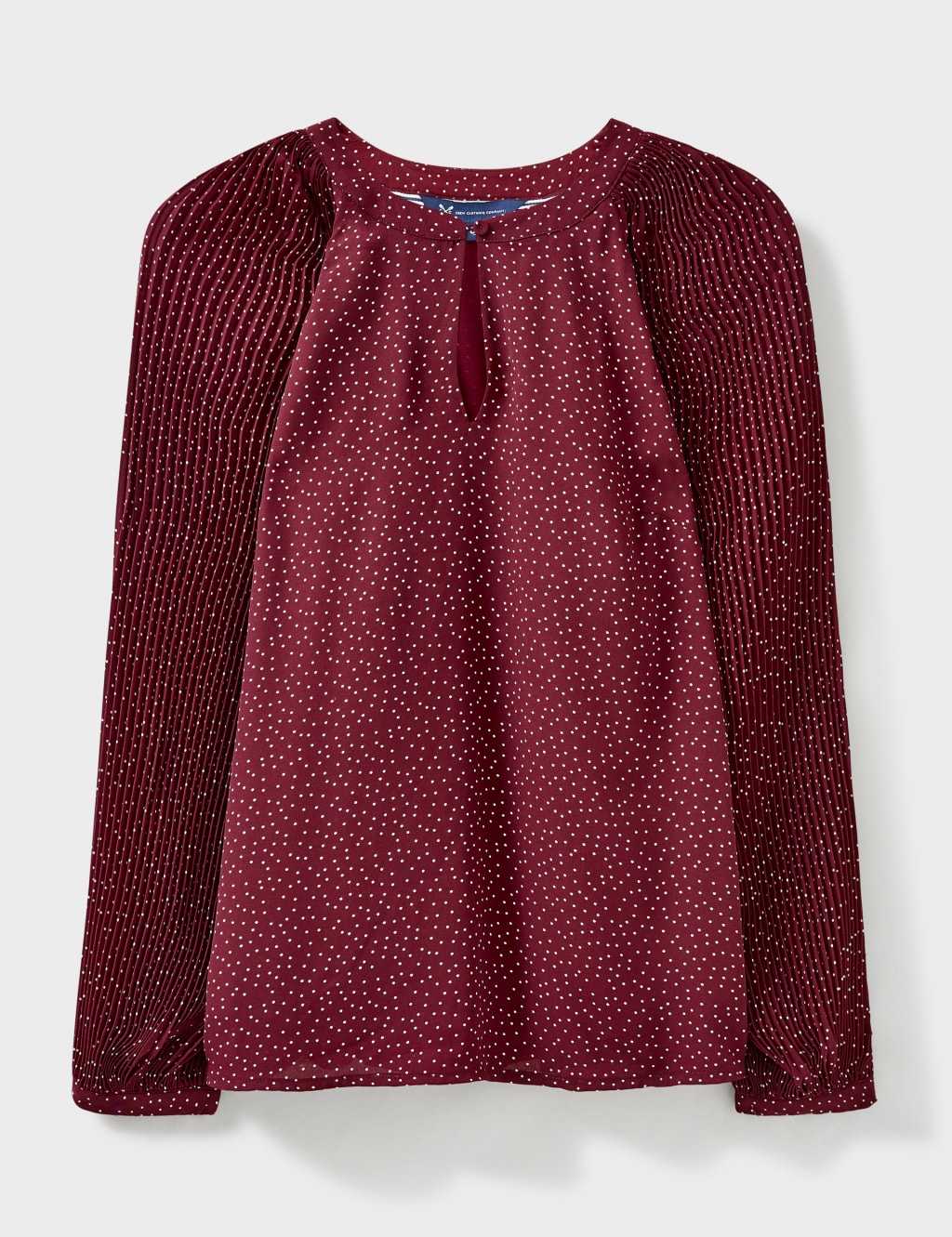 Polka Dot Crew Neck Blouson Sleeve Blouse 2 of 5
