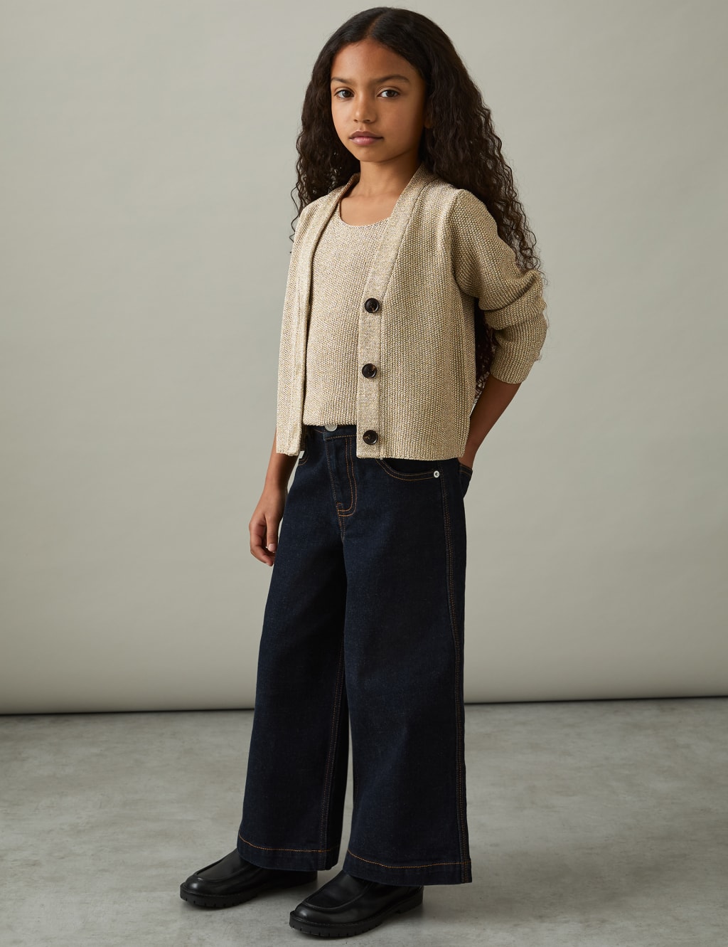 Sparkly Knitted V-Neck Cardigan (4-14 Yrs) 3 of 4