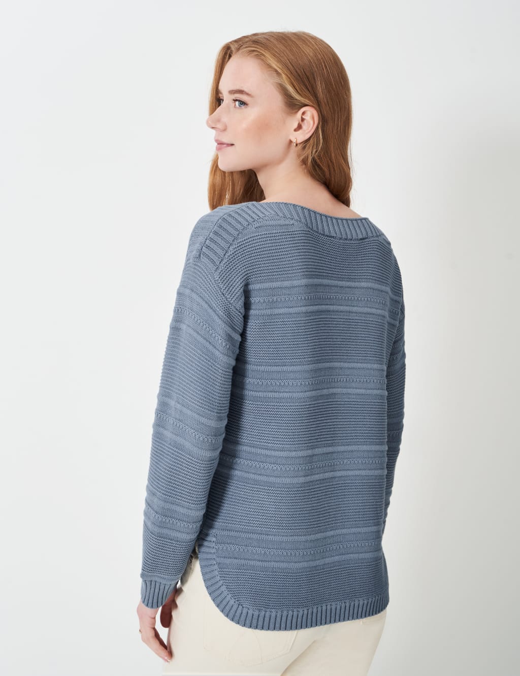 Cotton Blend Textured Slash Neck Jumper 3 of 4