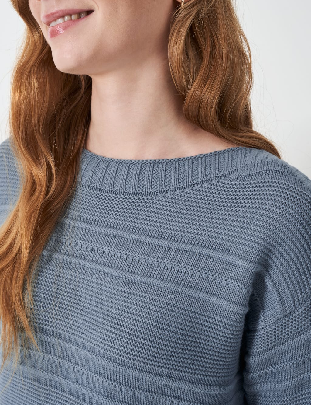 Cotton Blend Textured Slash Neck Jumper 4 of 4