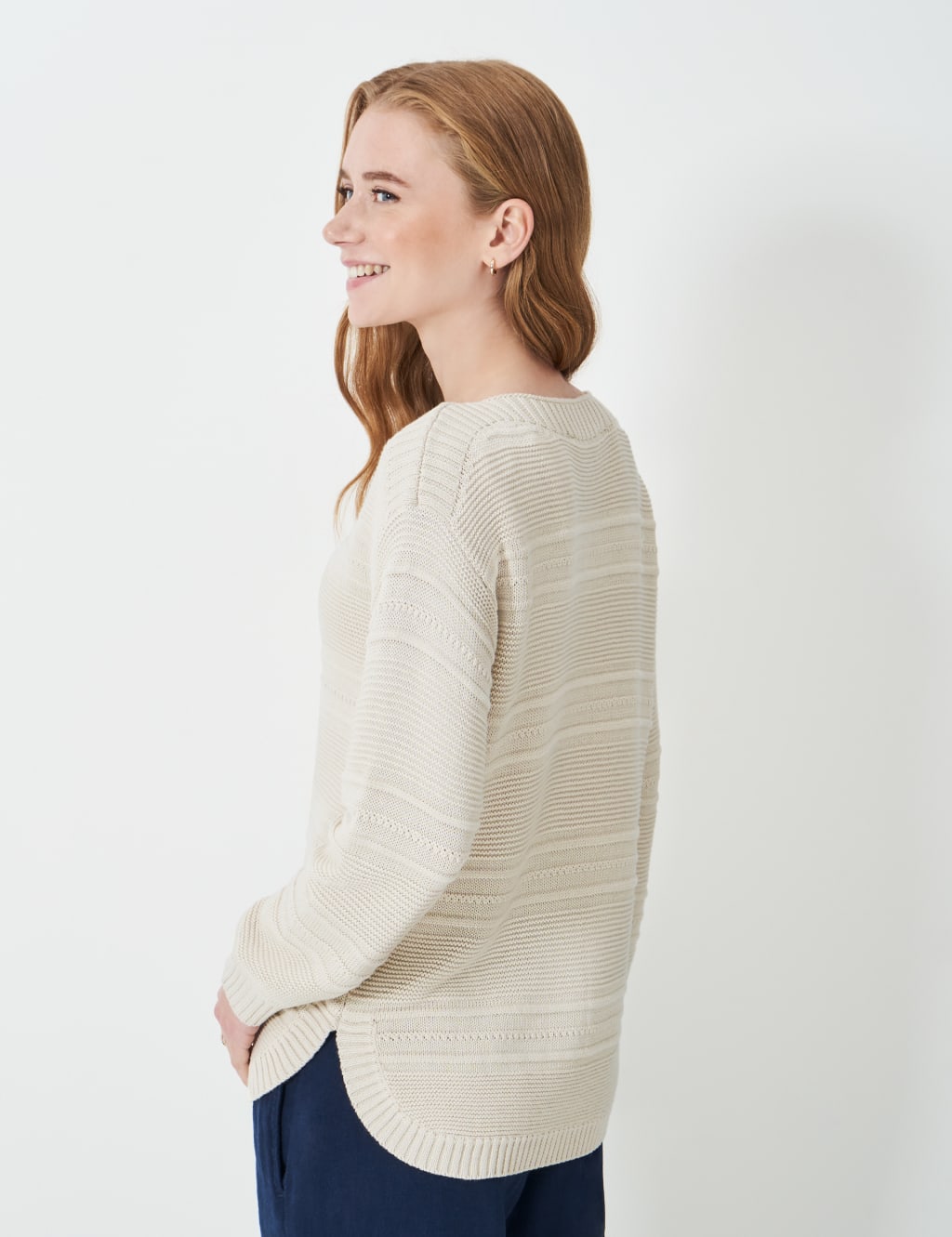 Cotton Blend Textured Slash Neck Jumper 3 of 5