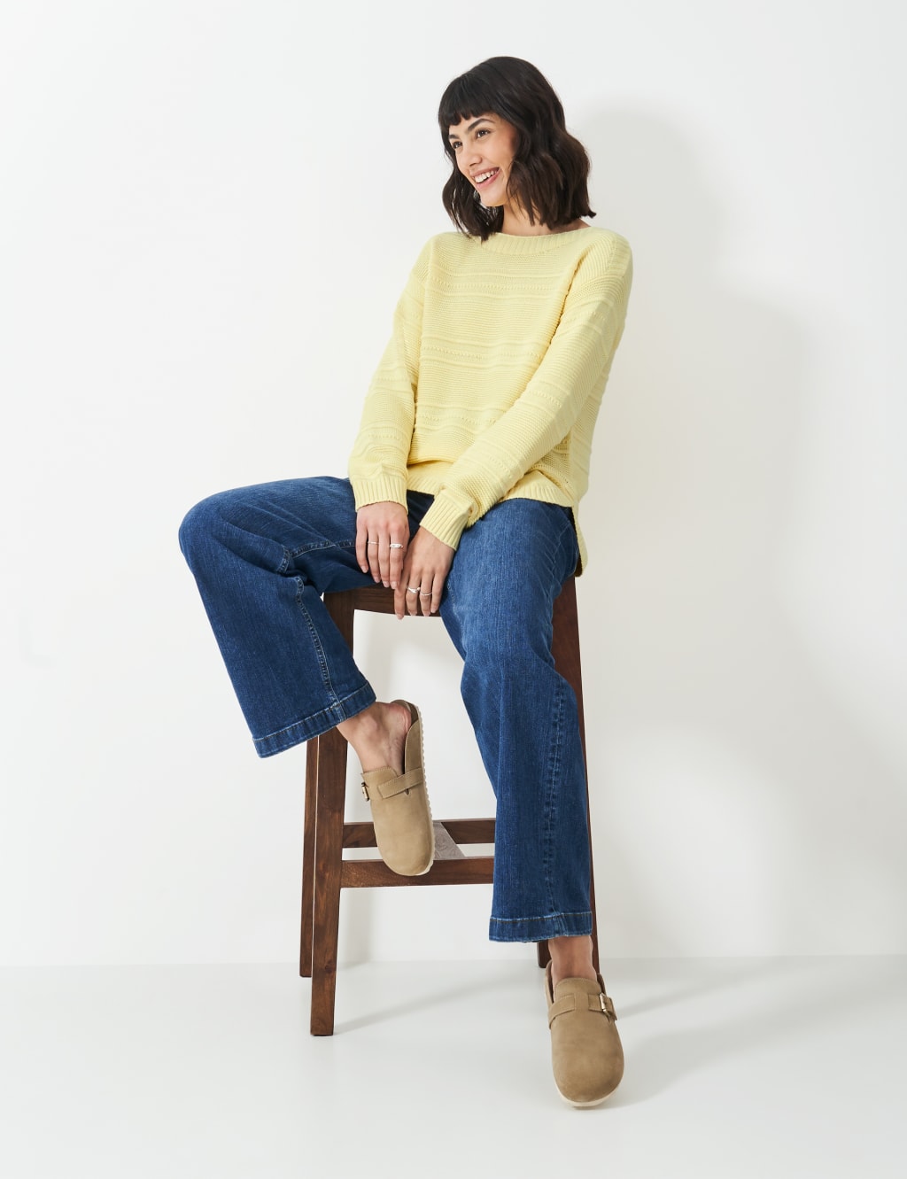 Cotton Blend Textured Slash Neck Jumper 1 of 5