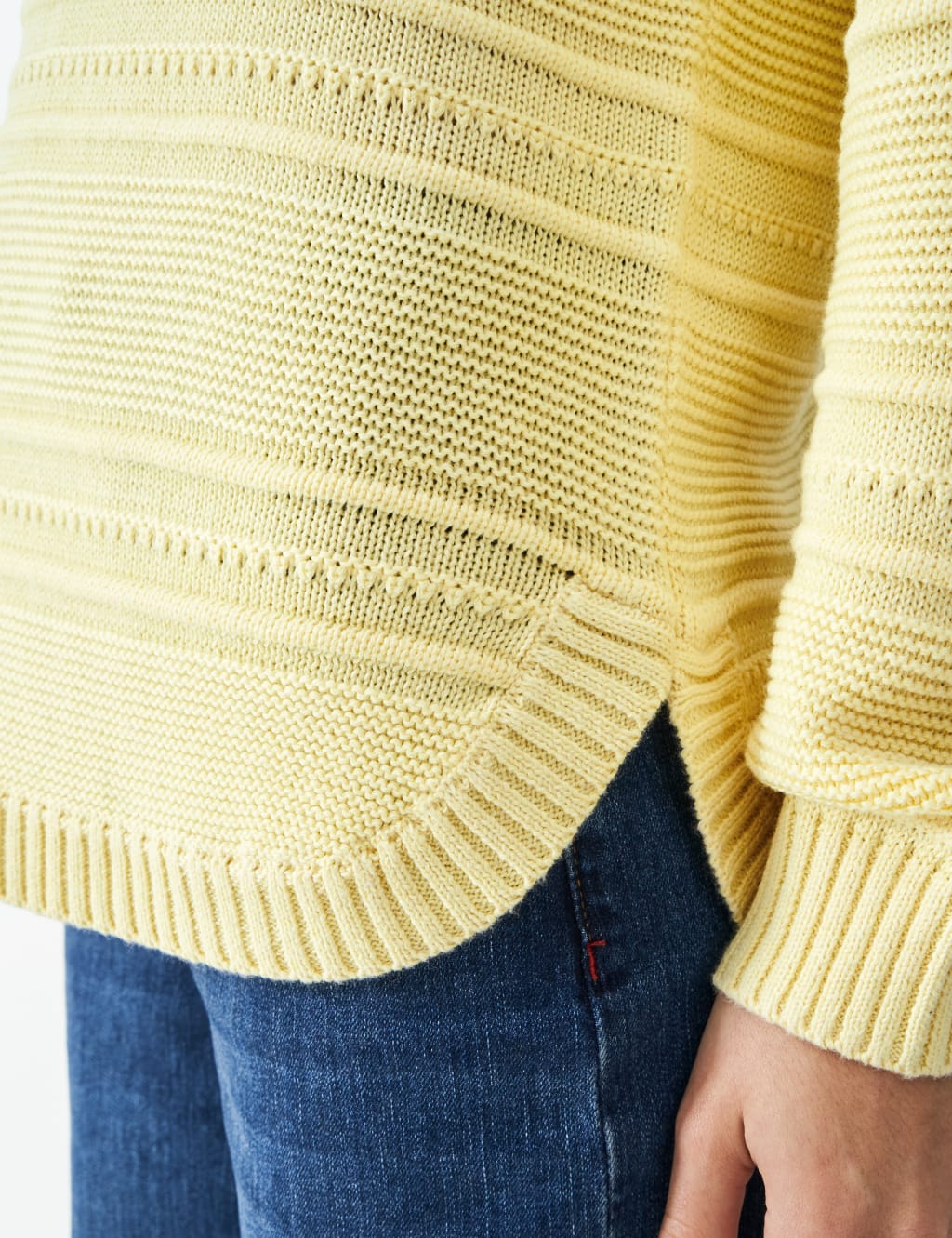 Cotton Blend Textured Slash Neck Jumper 5 of 5
