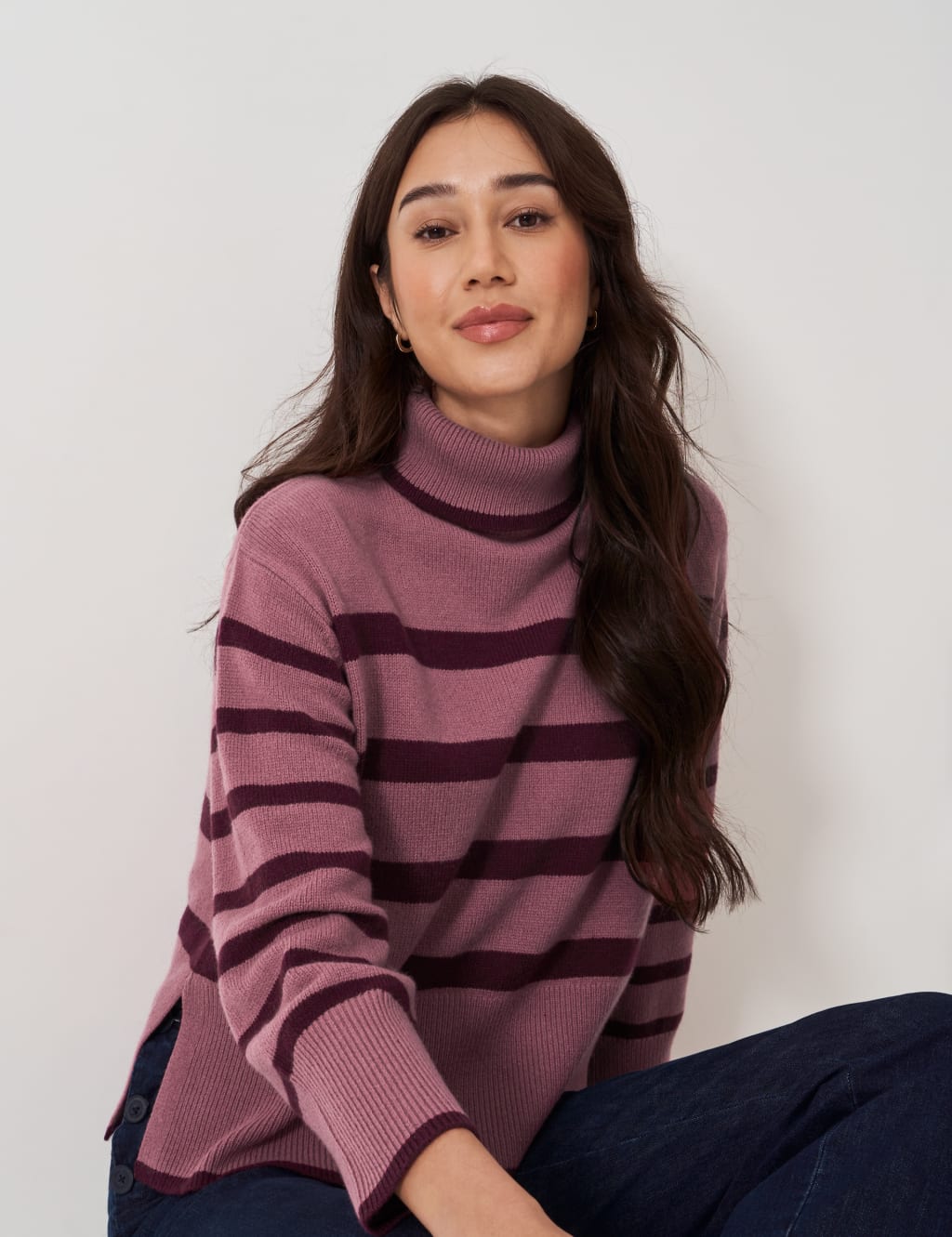 Merino Wool Rich Striped Roll Neck Jumper 3 of 5