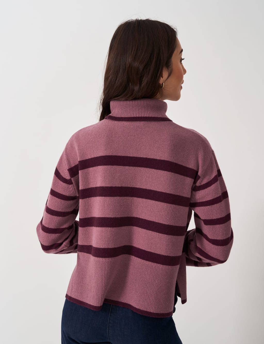 Merino Wool Rich Striped Roll Neck Jumper 4 of 5