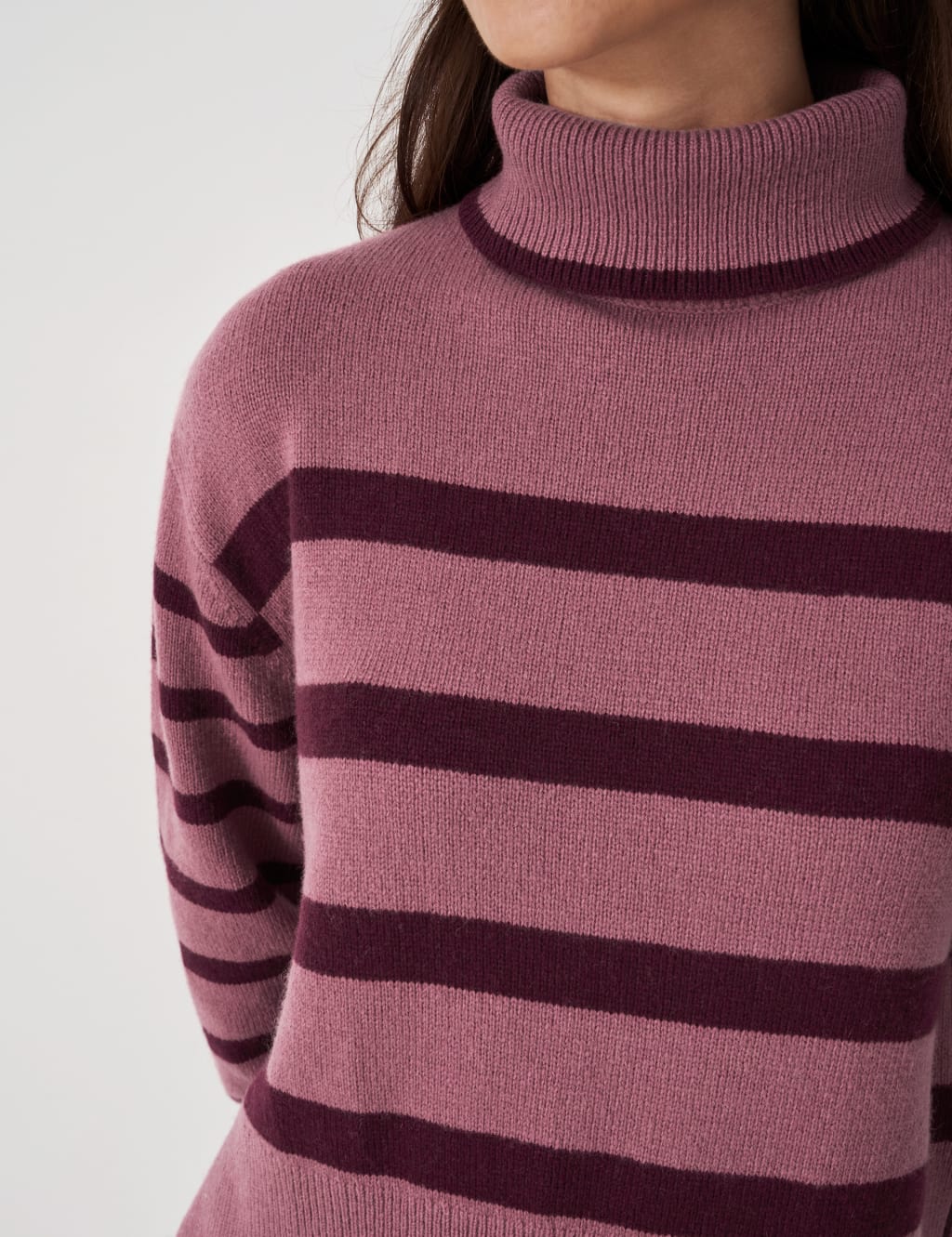 Merino Wool Rich Striped Roll Neck Jumper 5 of 5