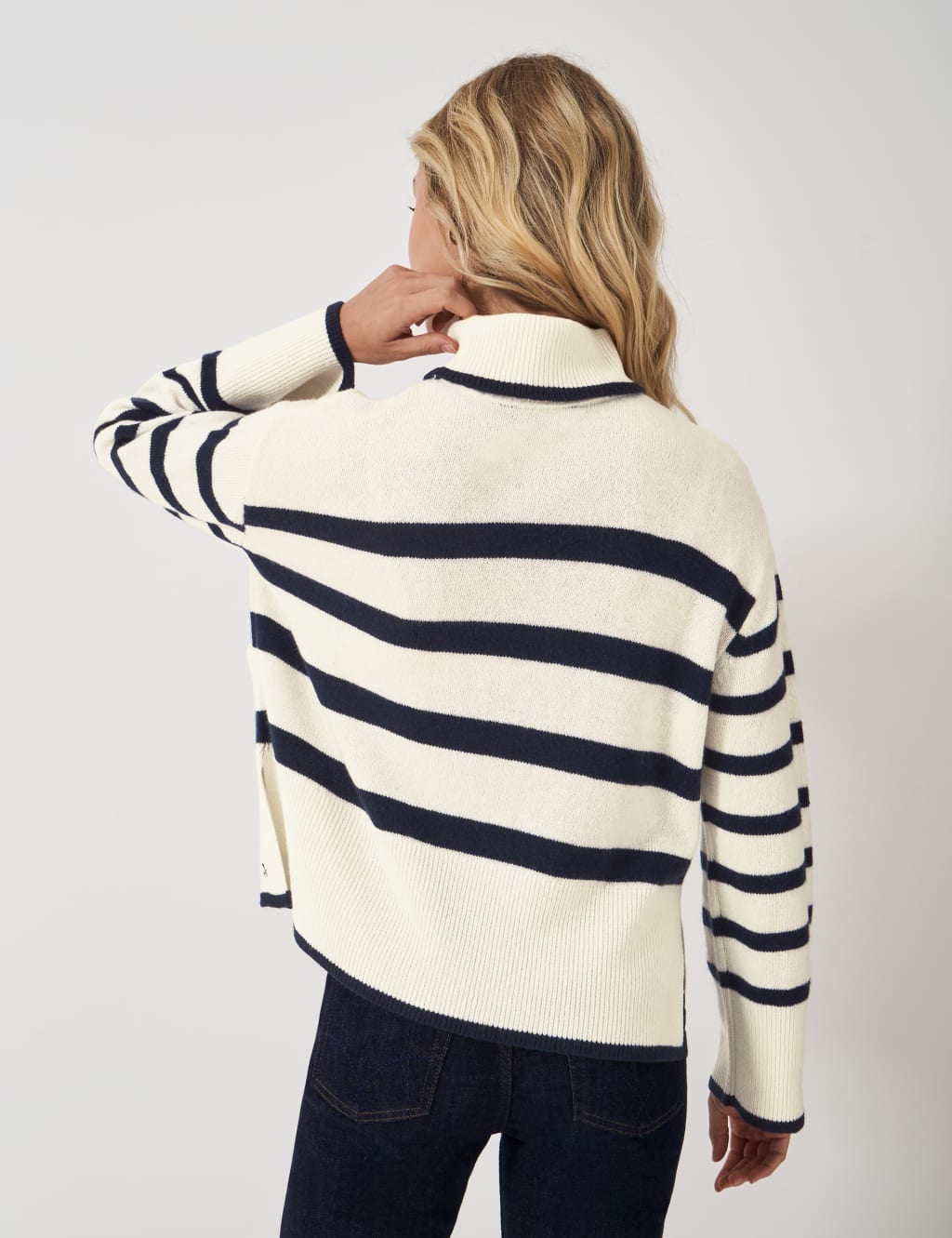 Merino Wool Rich Striped Roll Neck Jumper 4 of 7