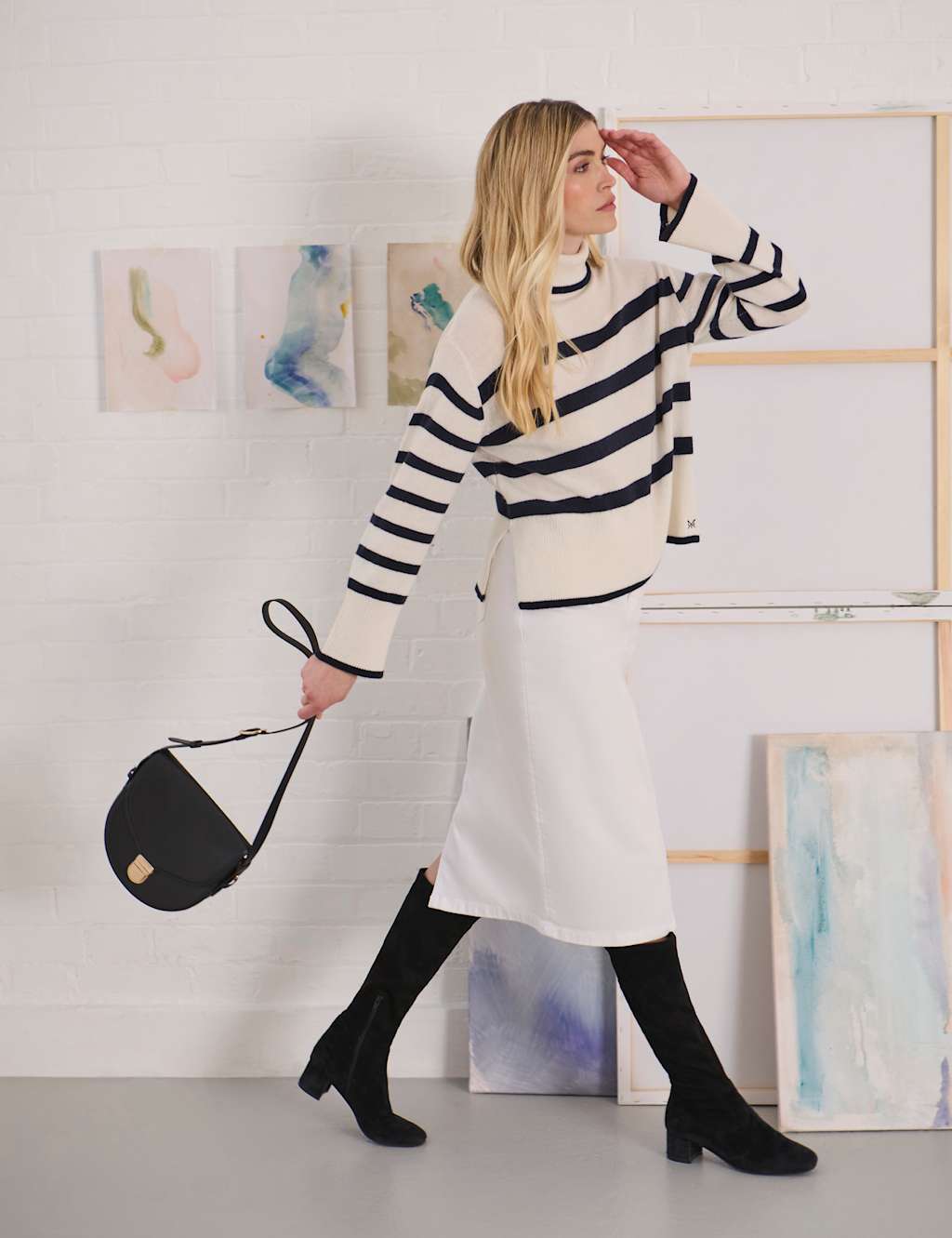 Merino Wool Rich Striped Roll Neck Jumper 7 of 7