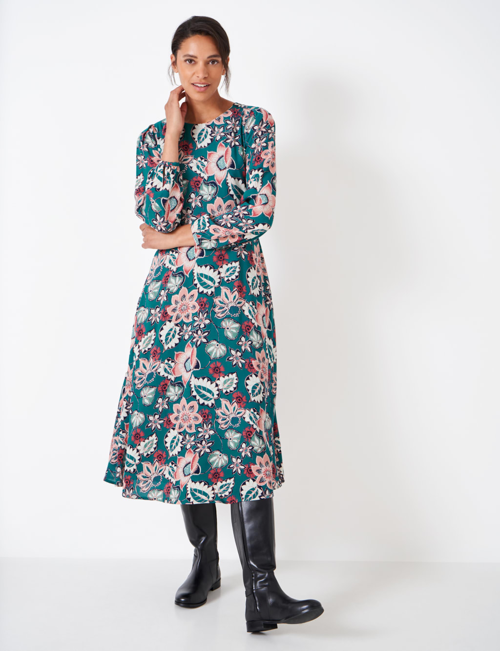Jersey Floral Midi Tea Dress Crew Clothing M S