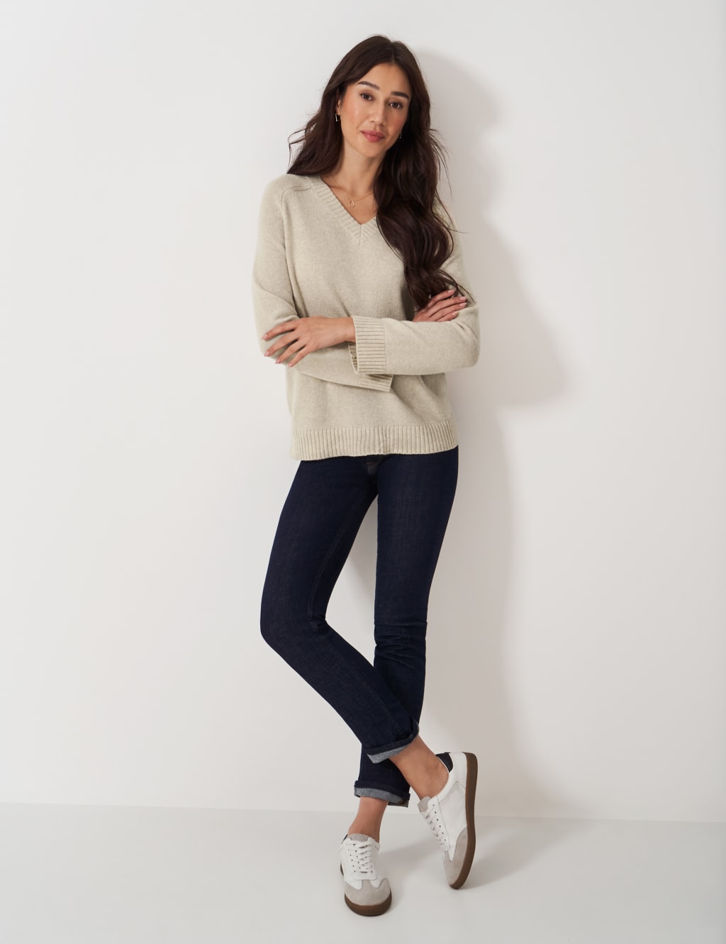 Merino Wool Rich V-Neck Split Hem Jumper 3 of 5