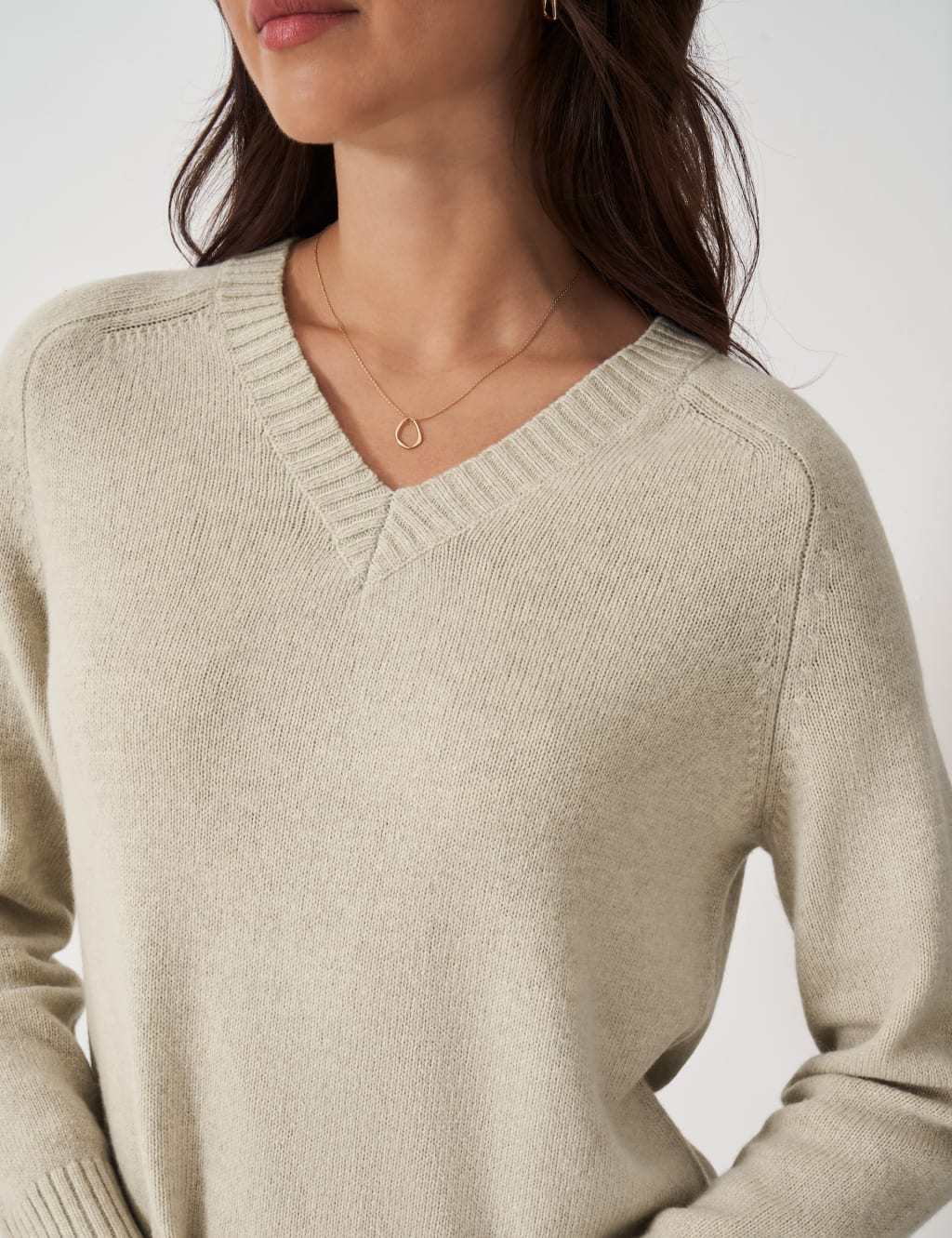 Merino Wool Rich V-Neck Split Hem Jumper 5 of 5