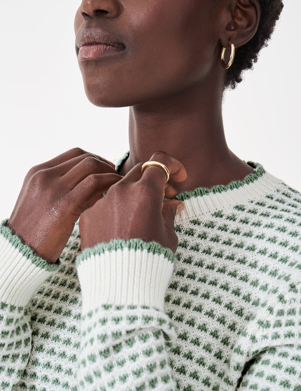 Cotton Rich Textured Crew Neck Jumper 5 of 5