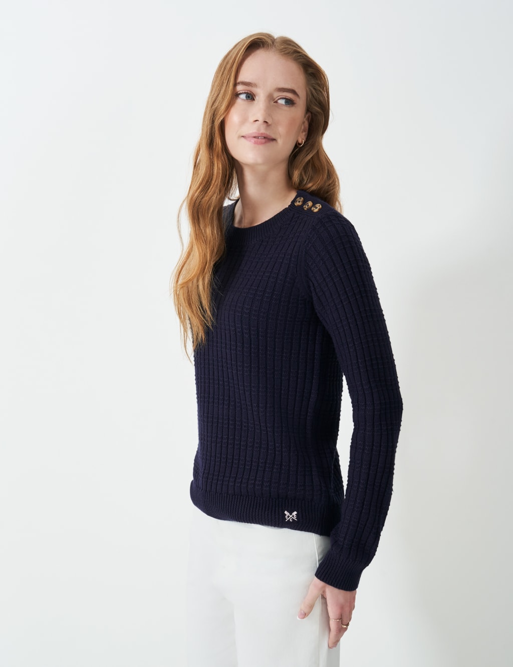 Cotton Blend Textured Button Detail Jumper 1 of 5