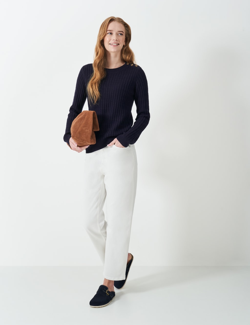 Cotton Blend Textured Button Detail Jumper 3 of 5