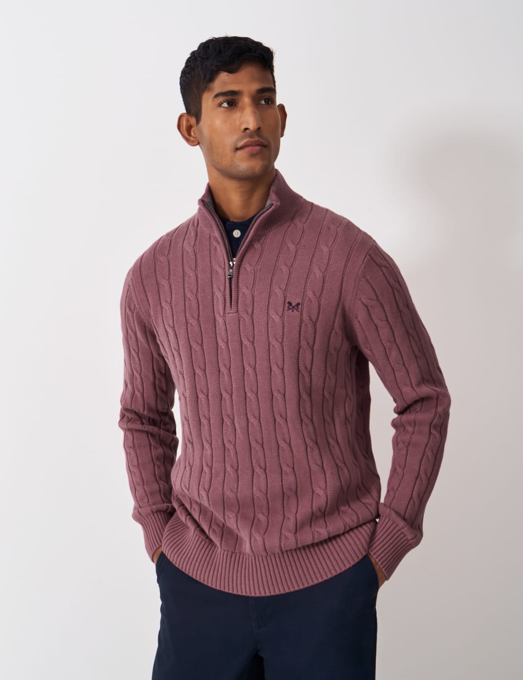 Pure Cotton Cable Knit Half Zip Jumper 1 of 5