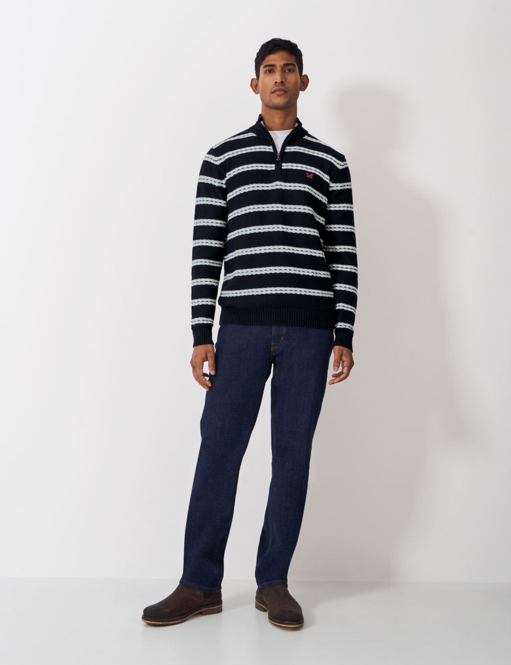 Pure Cotton Cable Knit Half Zip Jumper 1 of 7