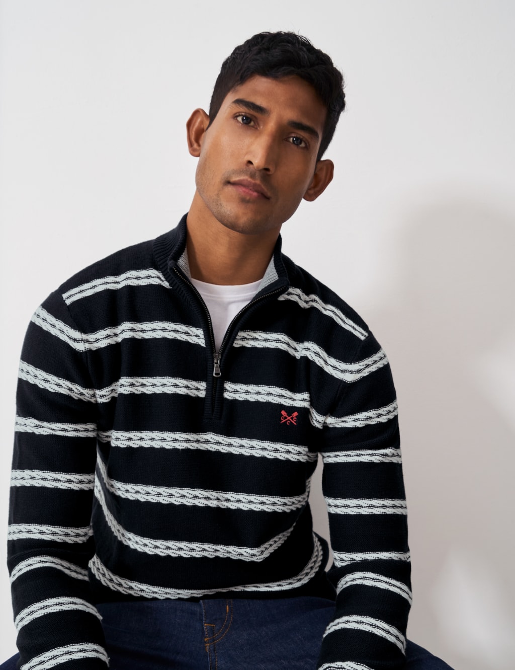 Pure Cotton Cable Knit Half Zip Jumper 3 of 7