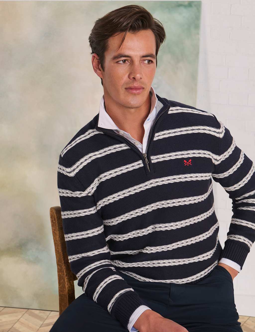Pure Cotton Cable Knit Half Zip Jumper 6 of 7