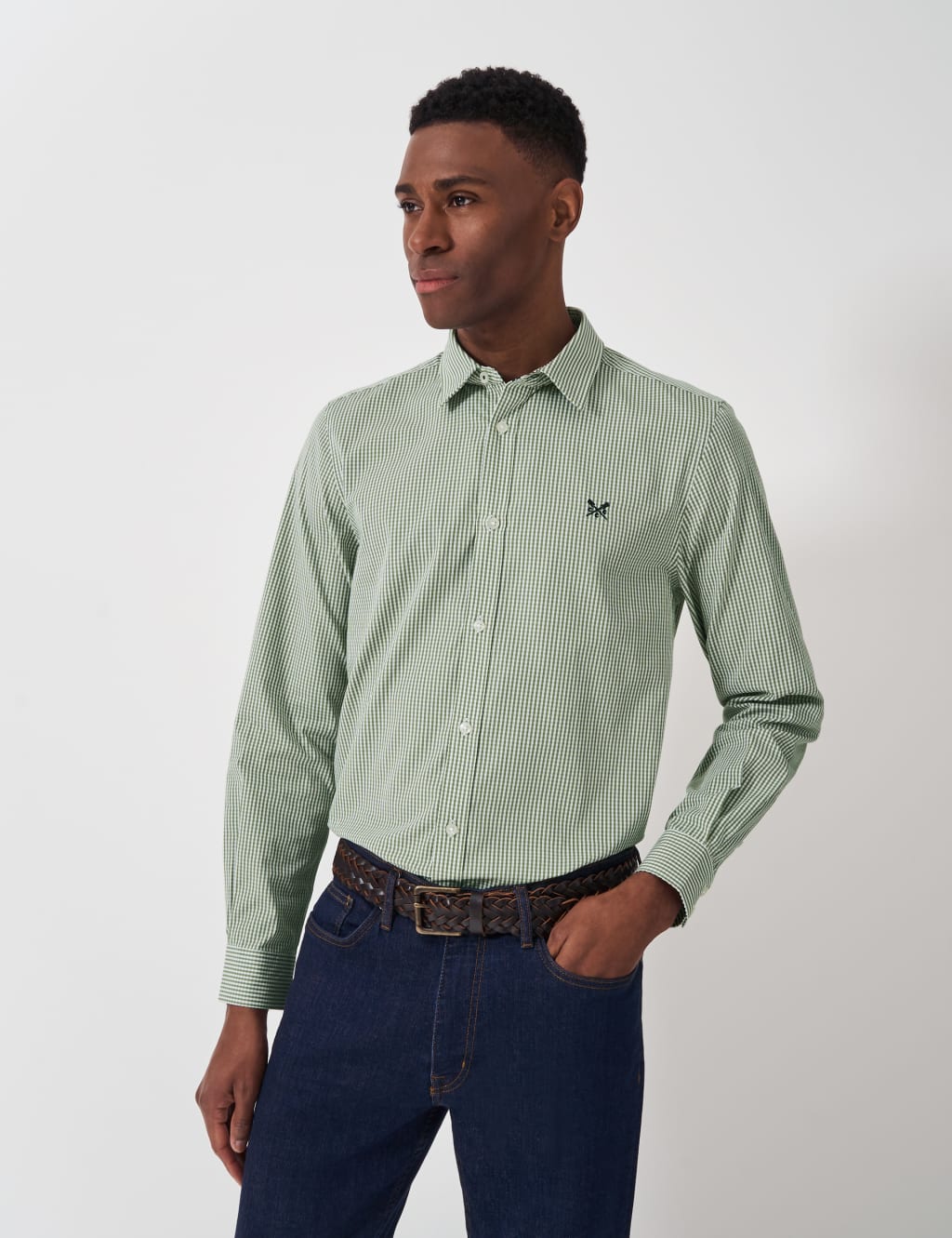 Pure Cotton Micro Gingham Check Oxford Shirt 4 of 6