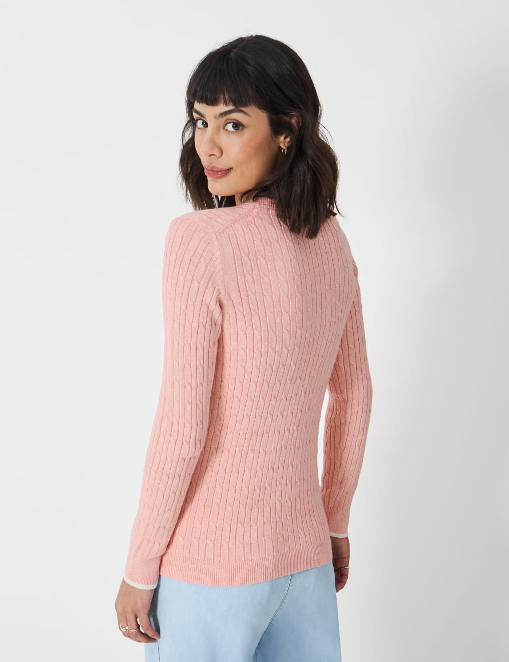 Cotton Rich Cable Knit V-Neck Jumper 4 of 5