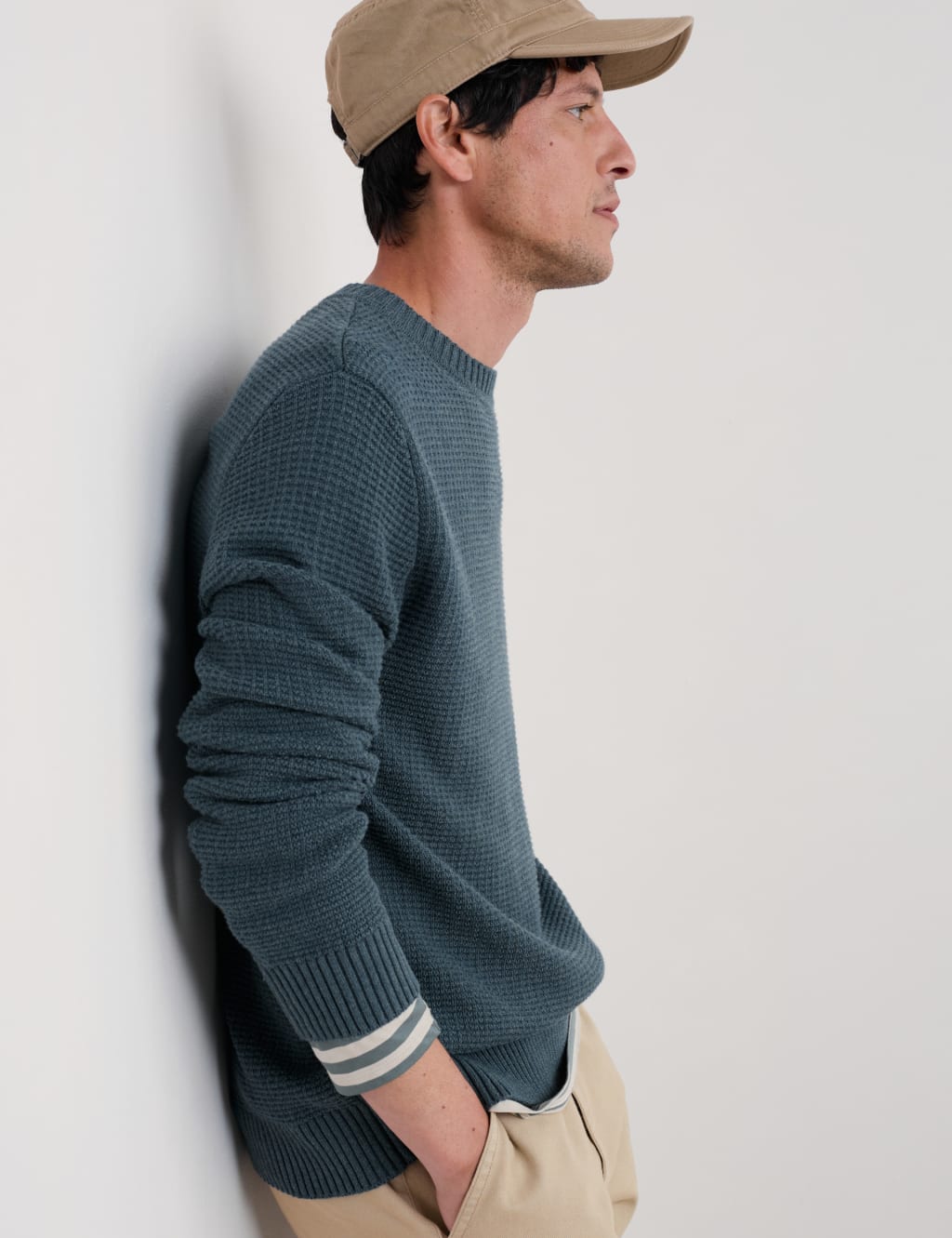 Pure Cotton Crew Neck Textured Jumper 4 of 4