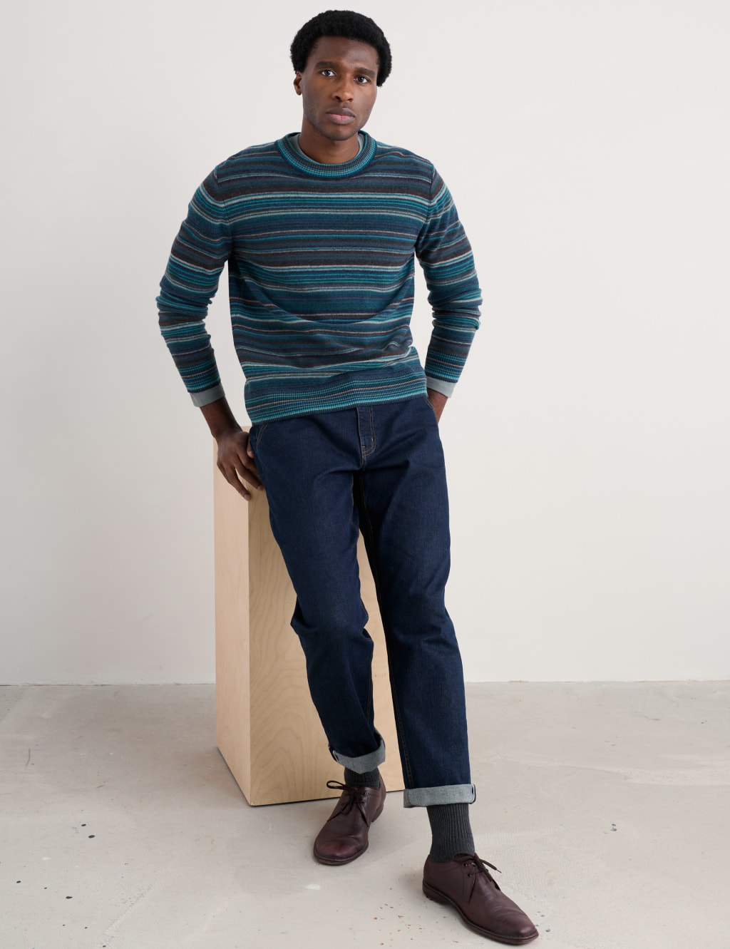 Lambswool Rich Crew Neck Ribbed Jumper 1 of 4